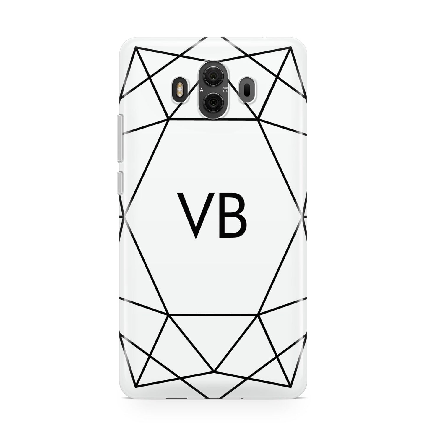 Personalised Initials White Geometric Huawei Mate 10 Protective Phone Case