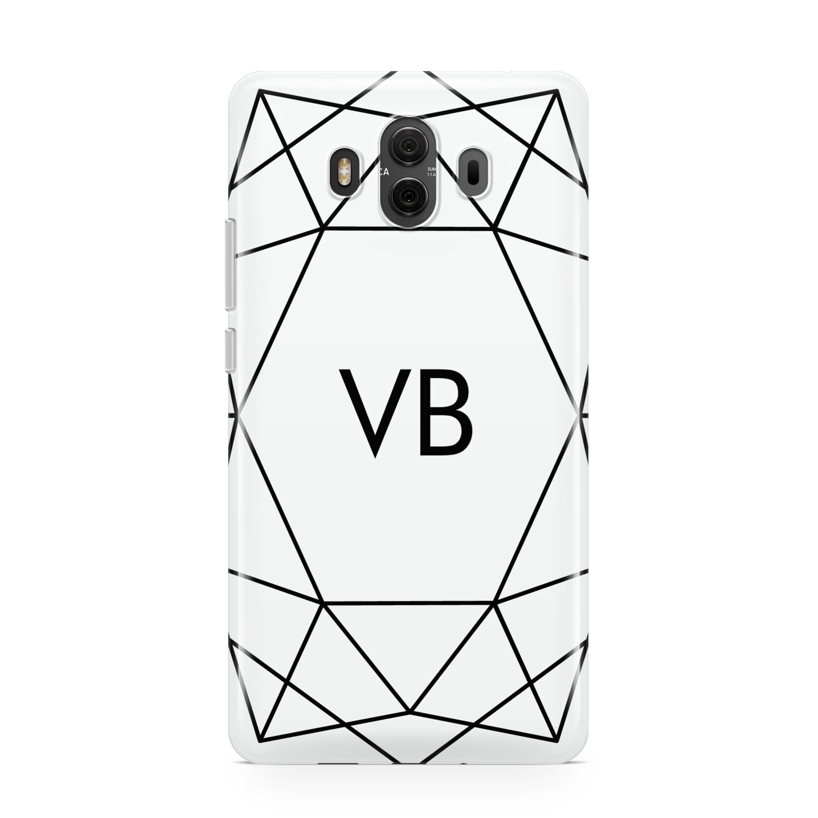 Personalised Initials White Geometric Huawei Mate 10 Protective Phone Case