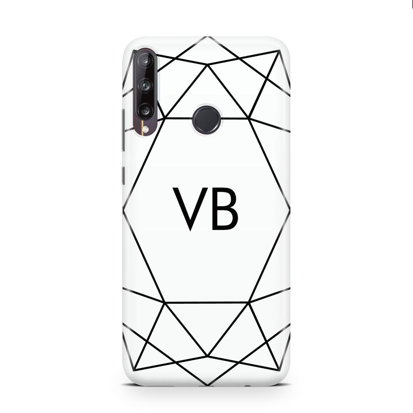 Personalised Initials White Geometric Huawei P40 Lite E Phone Case