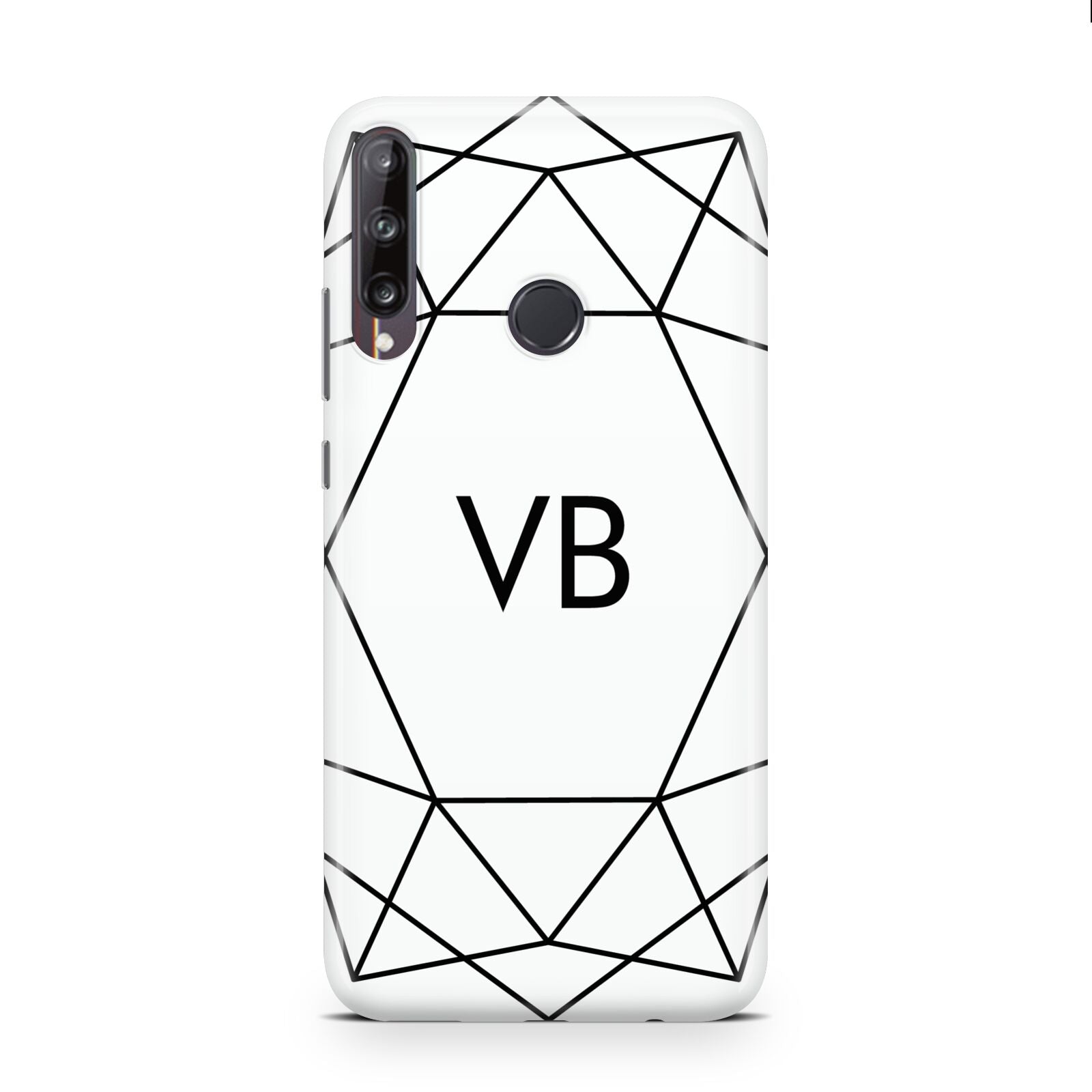Personalised Initials White Geometric Huawei P40 Lite E Phone Case