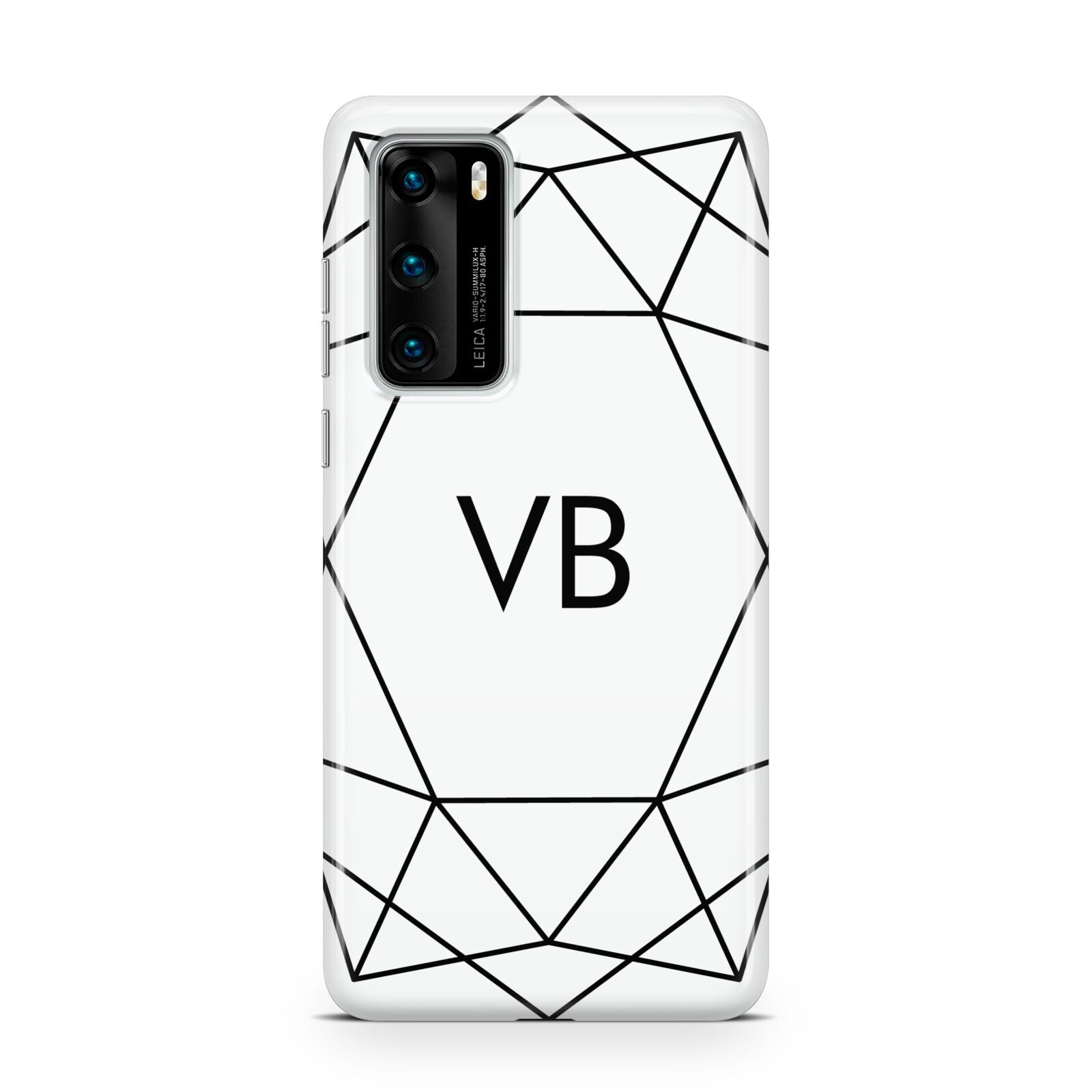 Personalised Initials White Geometric Huawei P40 Phone Case