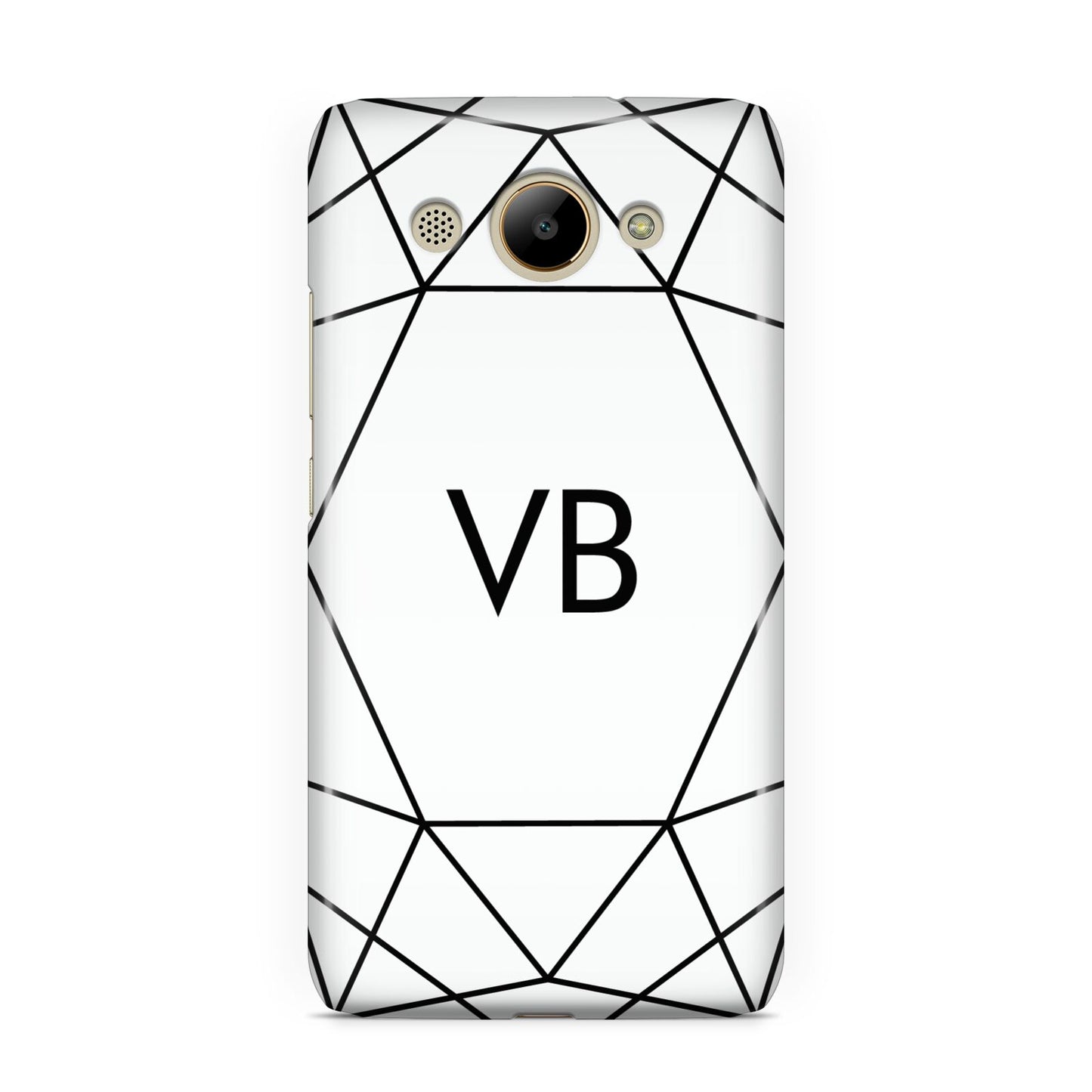 Personalised Initials White Geometric Huawei Y3 2017