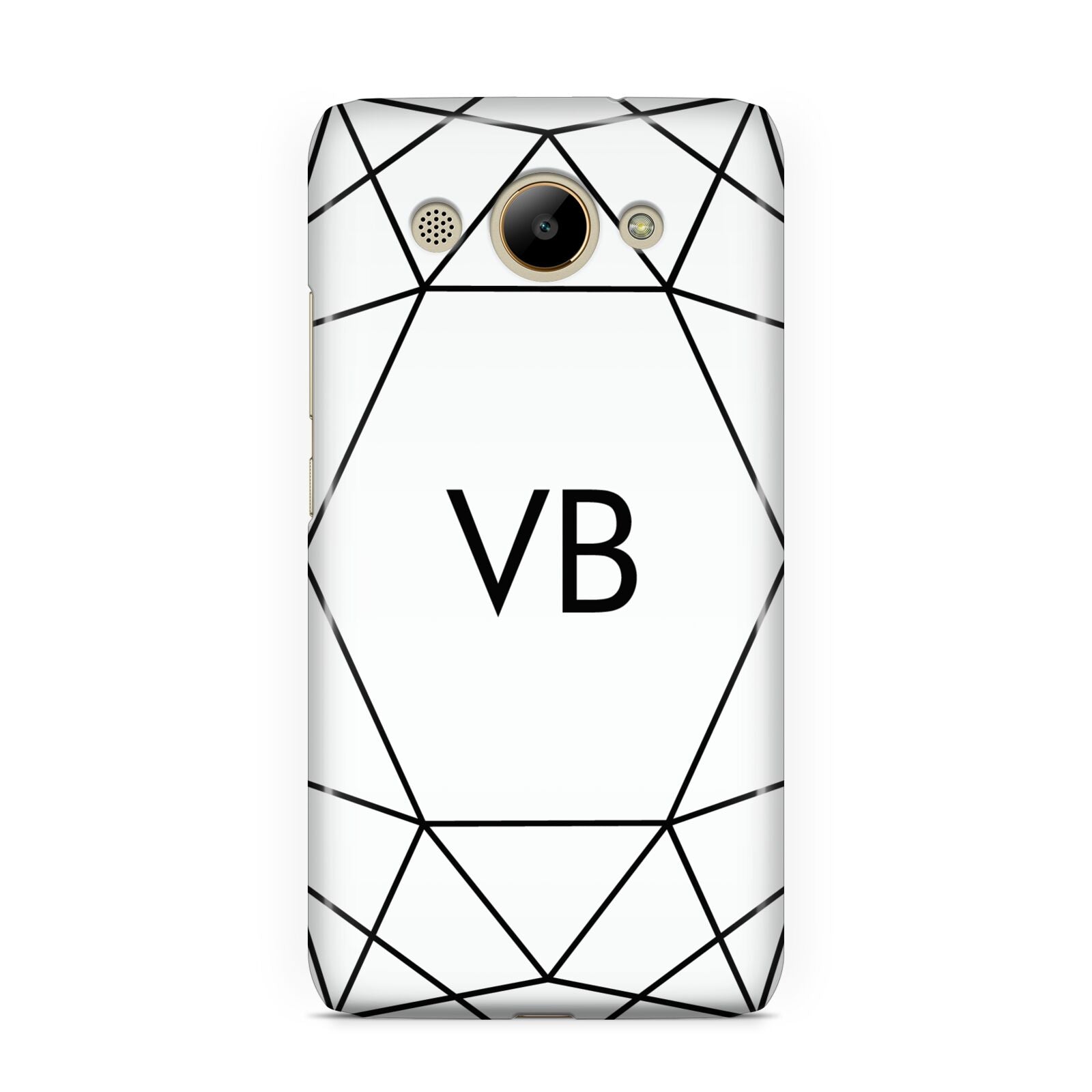 Personalised Initials White Geometric Huawei Y3 2017