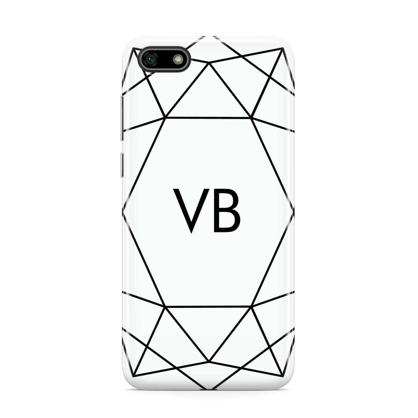 Personalised Initials White Geometric Huawei Y5 Prime 2018 Phone Case
