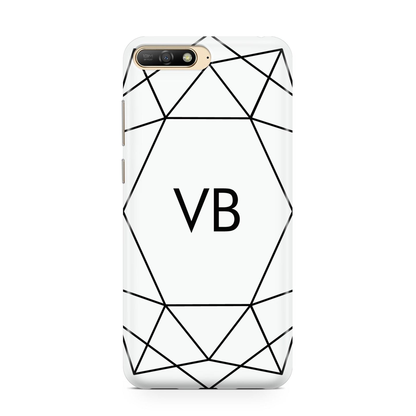 Personalised Initials White Geometric Huawei Y6 2018