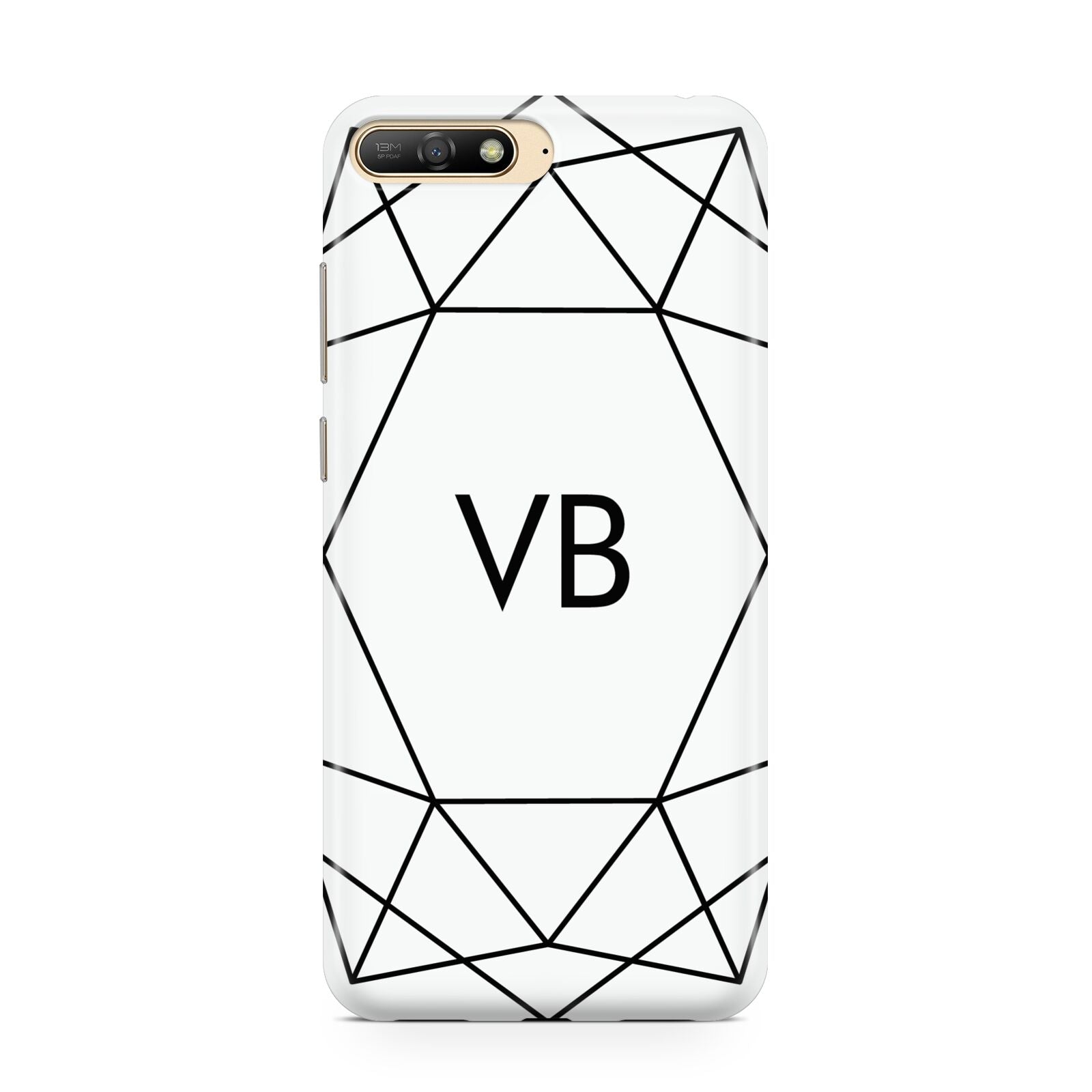 Personalised Initials White Geometric Huawei Y6 2018