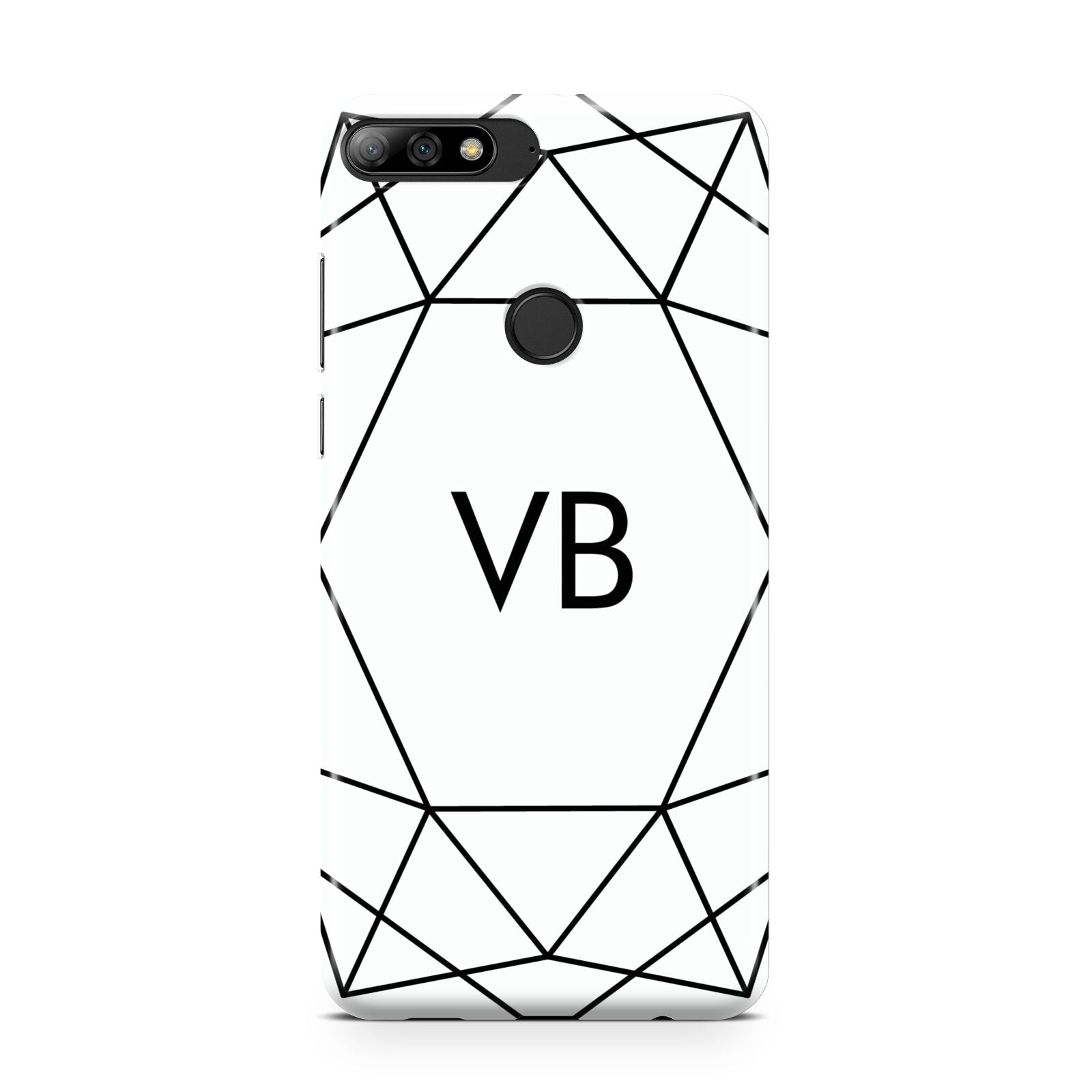 Personalised Initials White Geometric Huawei Y7 2018