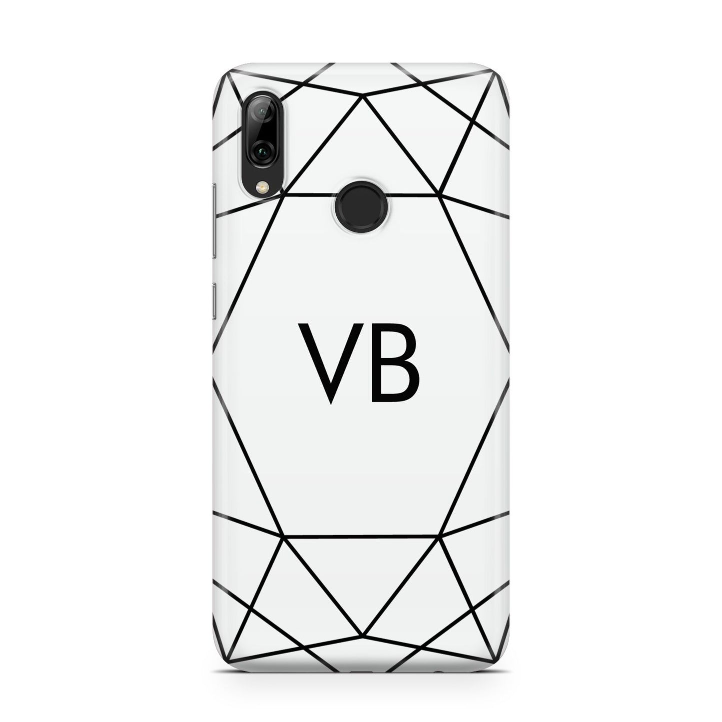 Personalised Initials White Geometric Huawei Y7 2019