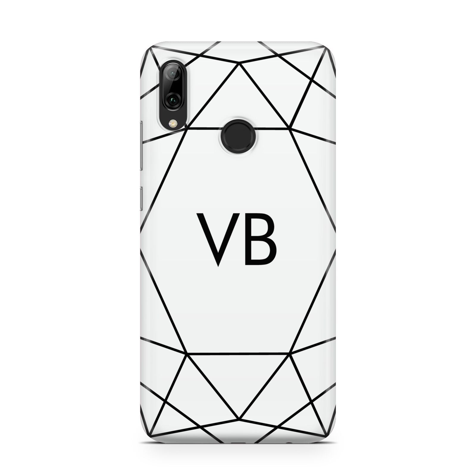Personalised Initials White Geometric Huawei Y7 2019