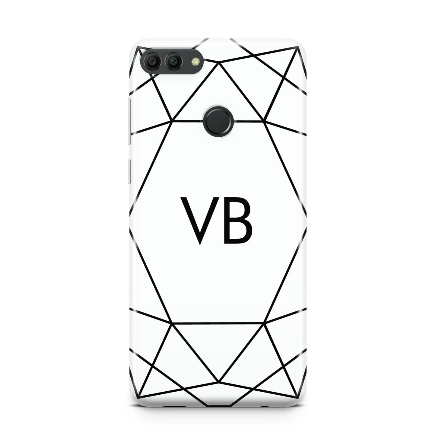Personalised Initials White Geometric Huawei Y9 2018