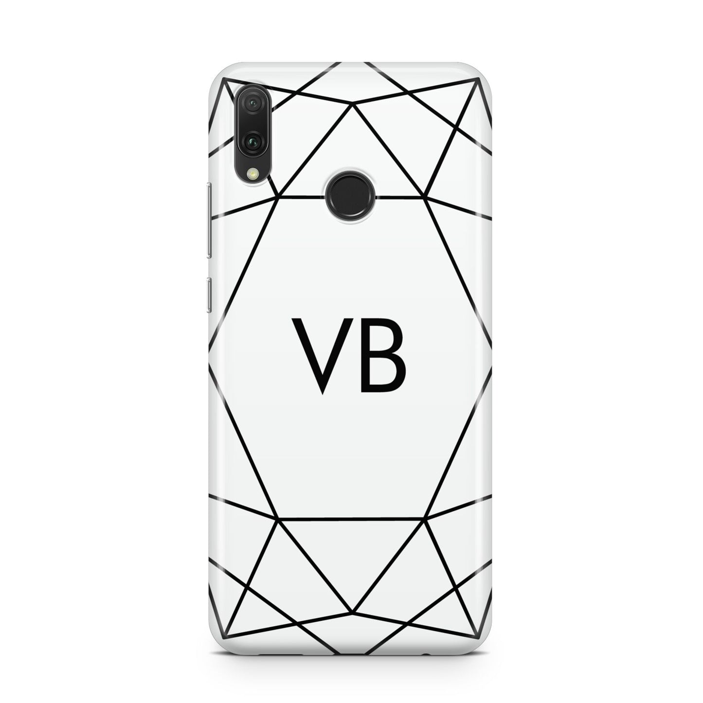 Personalised Initials White Geometric Huawei Y9 2019