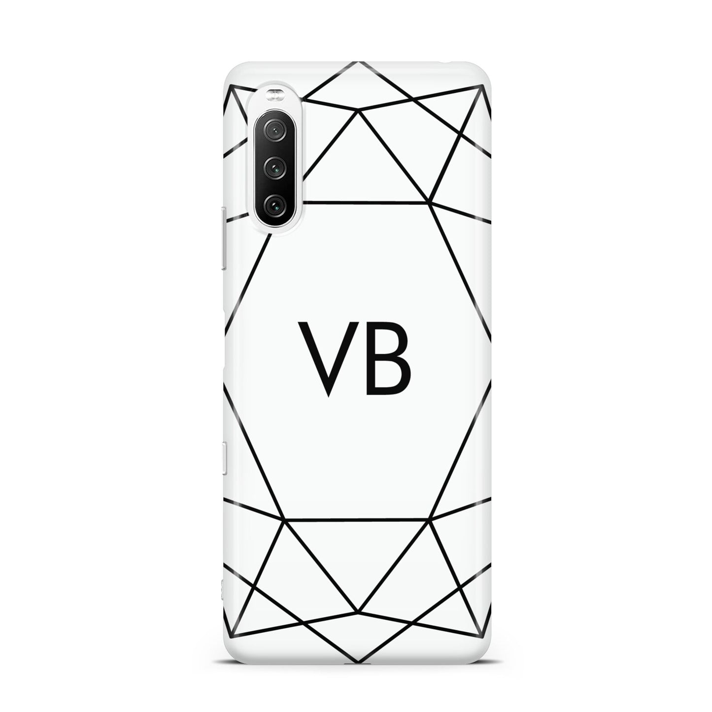 Personalised Initials White Geometric Sony Xperia 10 III Case