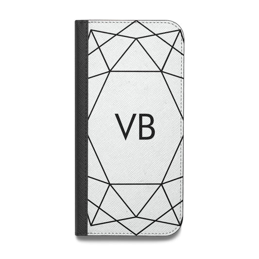 Personalised Initials White Geometric Vegan Leather Flip iPhone Case