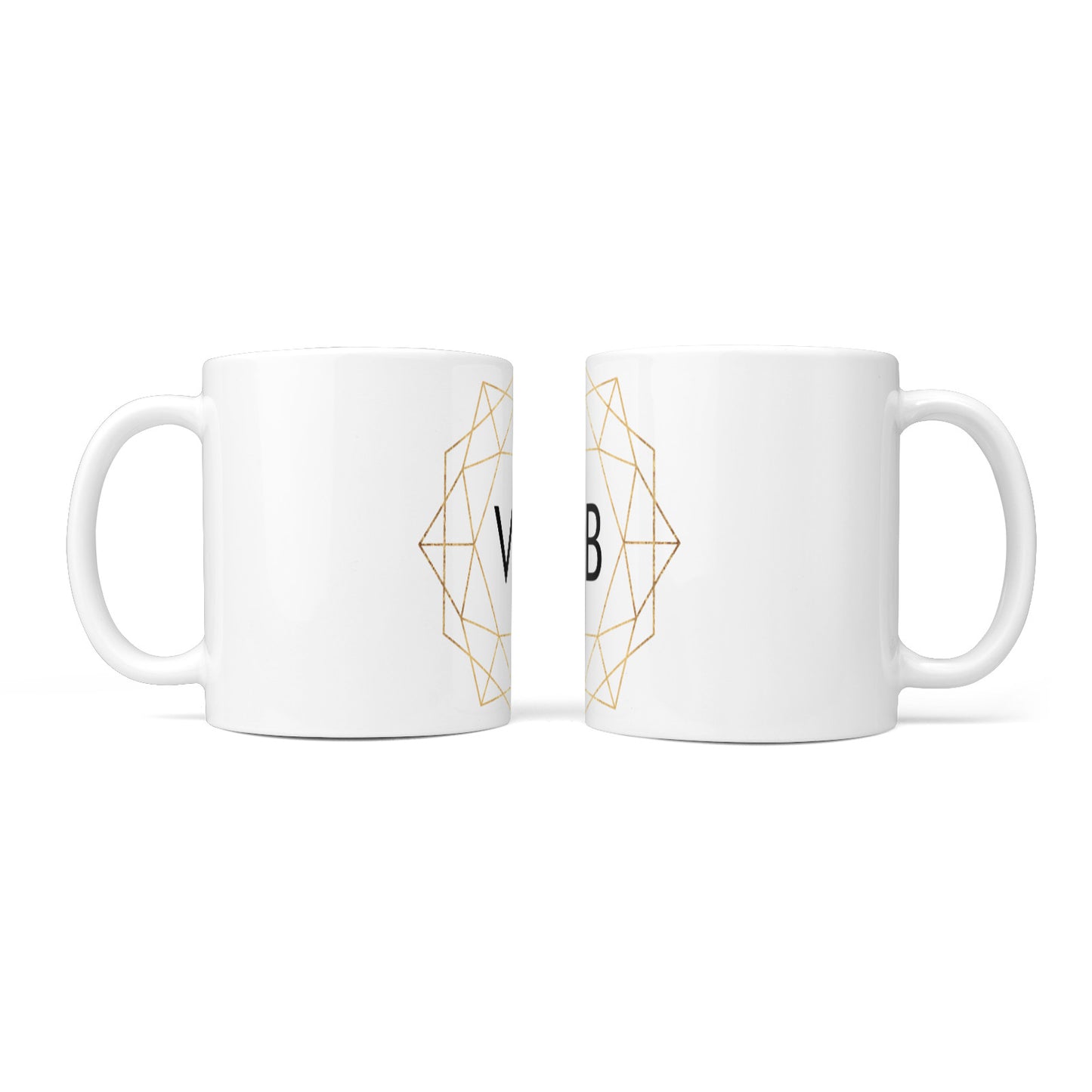 Personalised Initials White Gold Geometric 10oz Mug Alternative Image 3