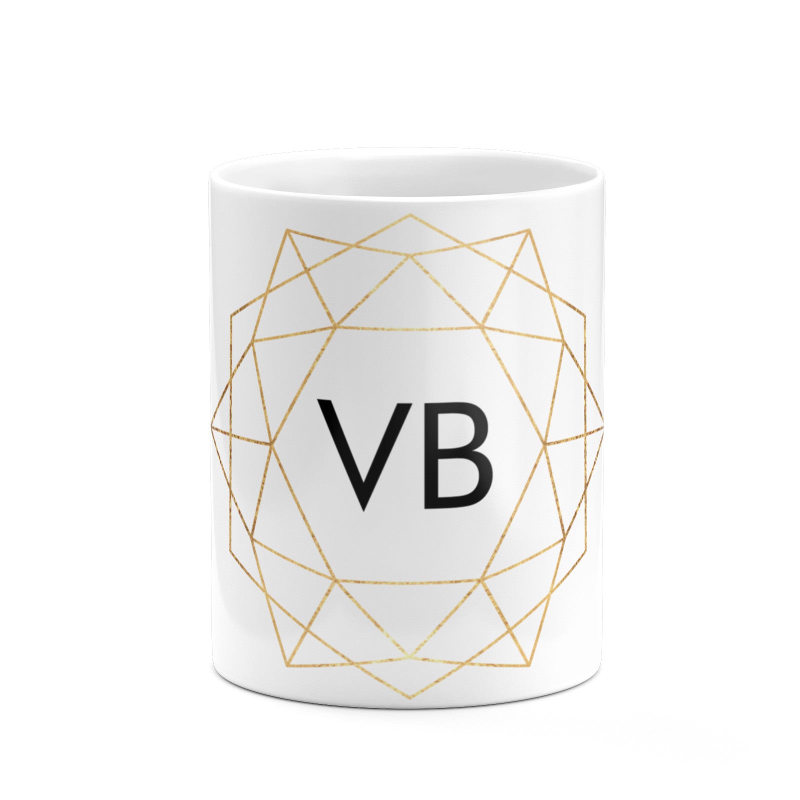 Personalised Initials White Gold Geometric 10oz Mug Alternative Image 7