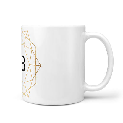 Personalised Initials White Gold Geometric 10oz Mug
