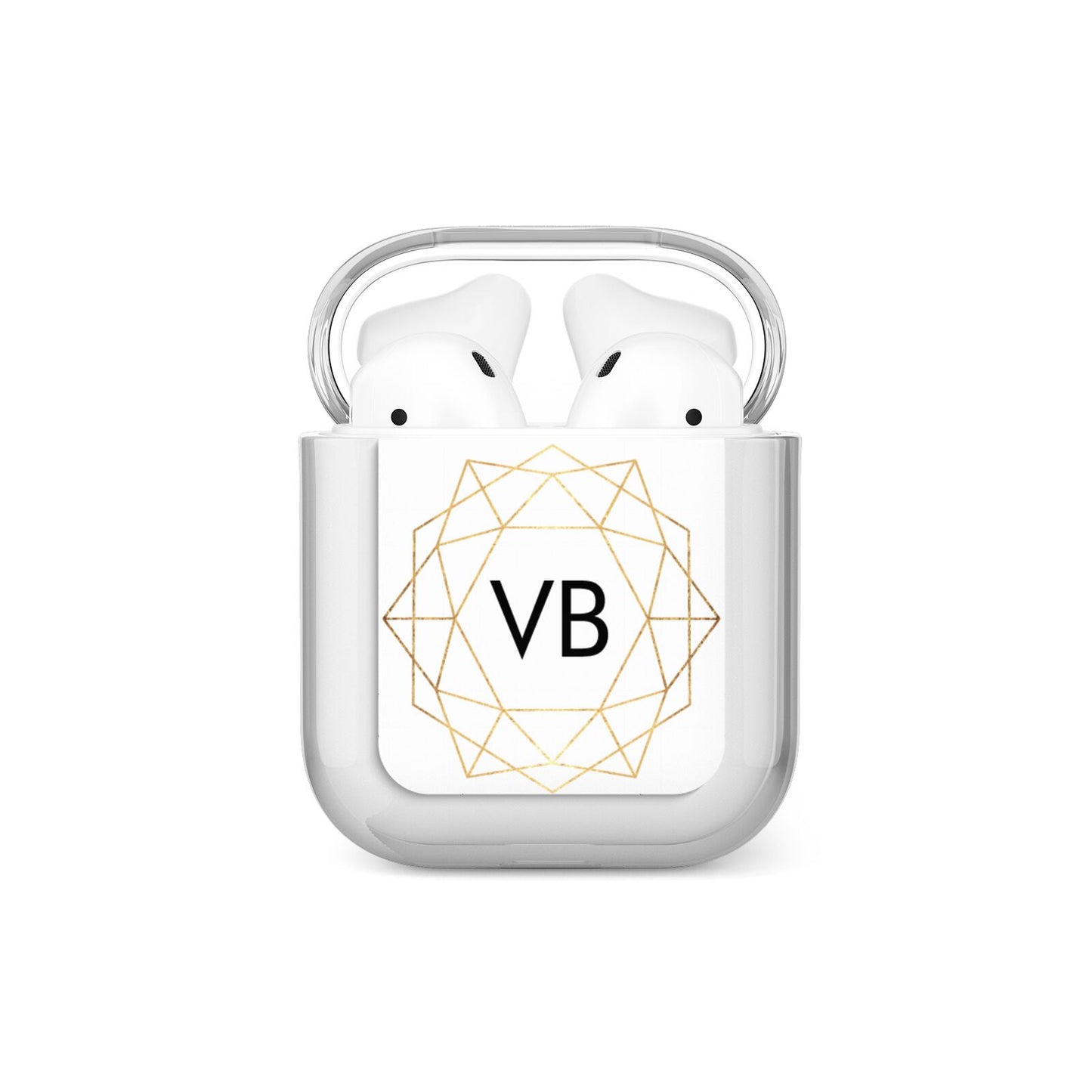 Personalised Initials White Gold Geometric AirPods Case