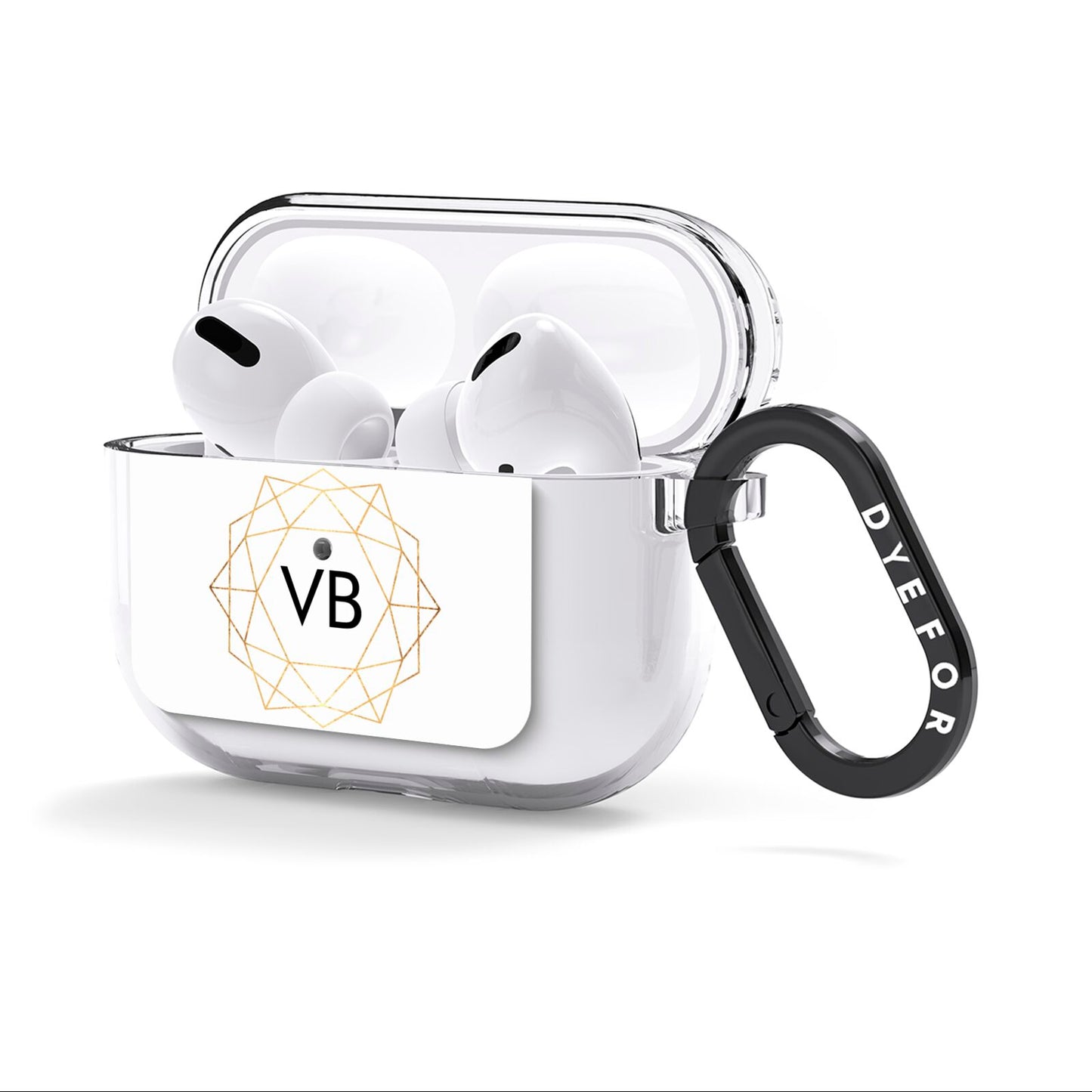 Personalised Initials White Gold Geometric AirPods Clear Case 3rd Gen Side Image