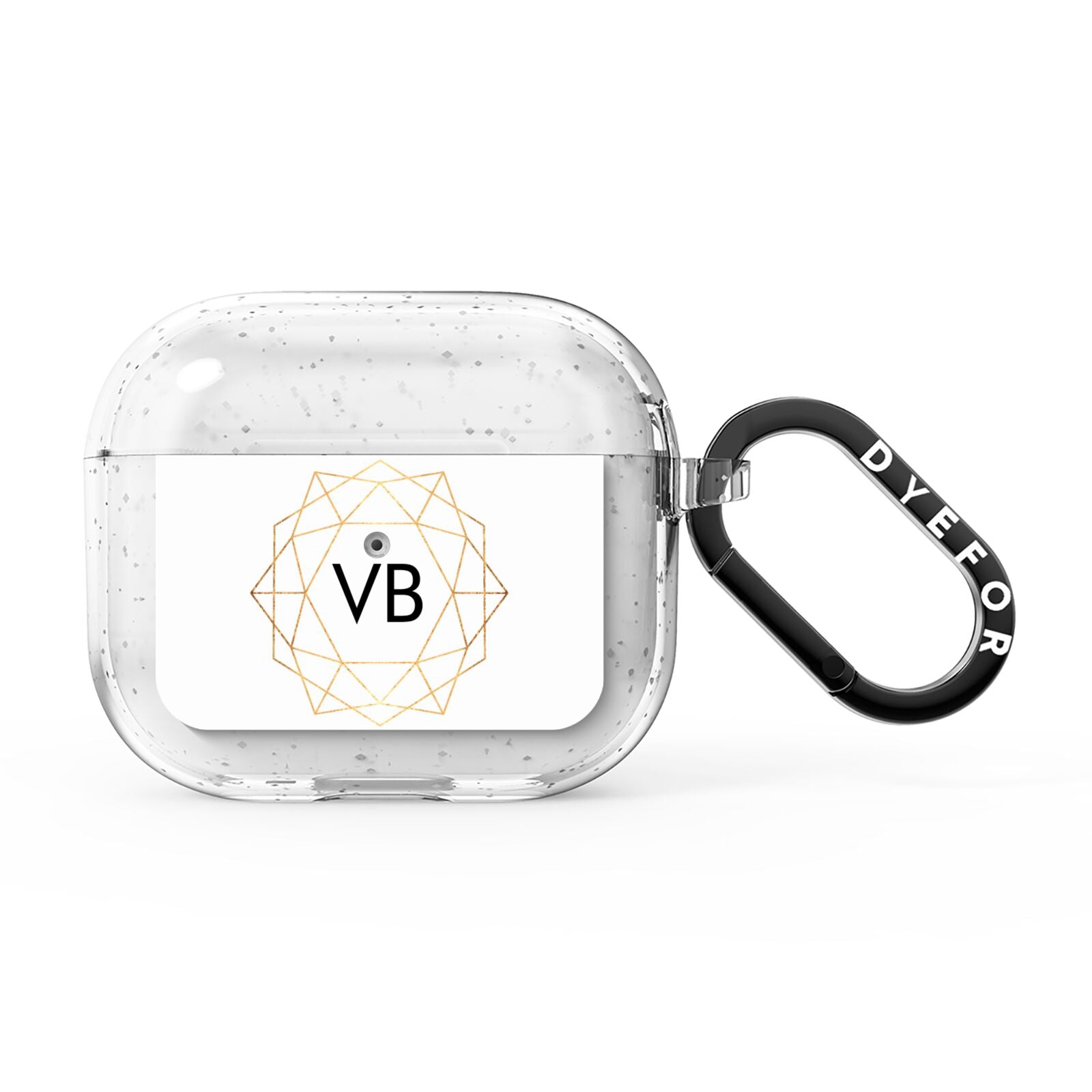 Personalised Initials White Gold Geometric AirPods Glitter Case 3rd Gen