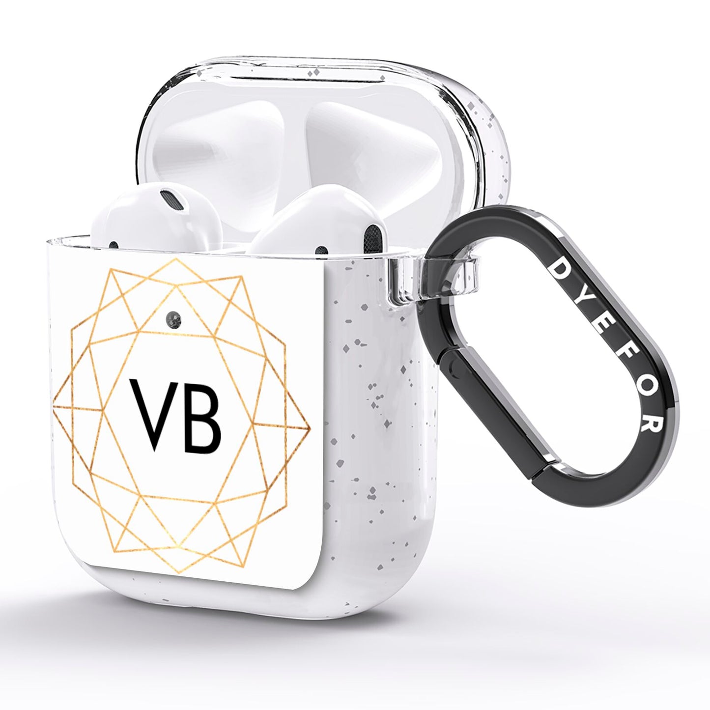 Personalised Initials White Gold Geometric AirPods Glitter Case Side Image