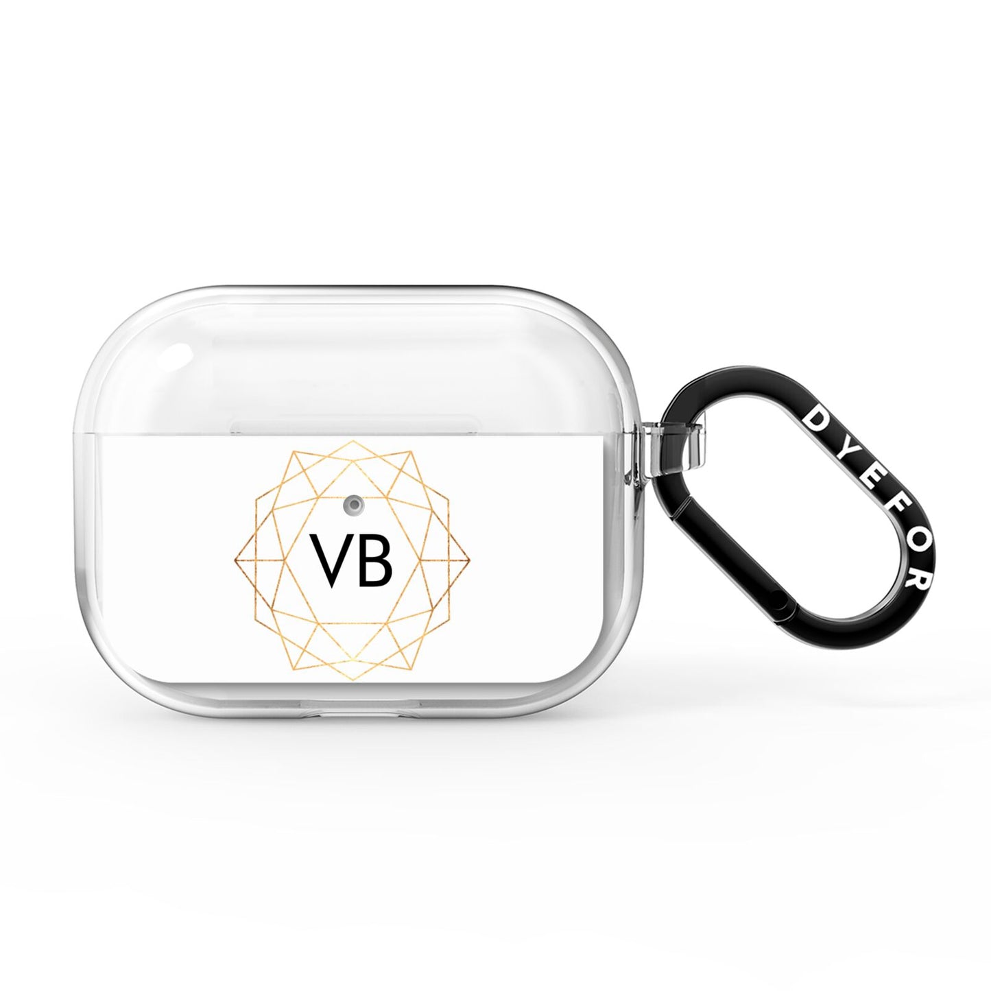 Personalised Initials White Gold Geometric AirPods Pro Clear Case
