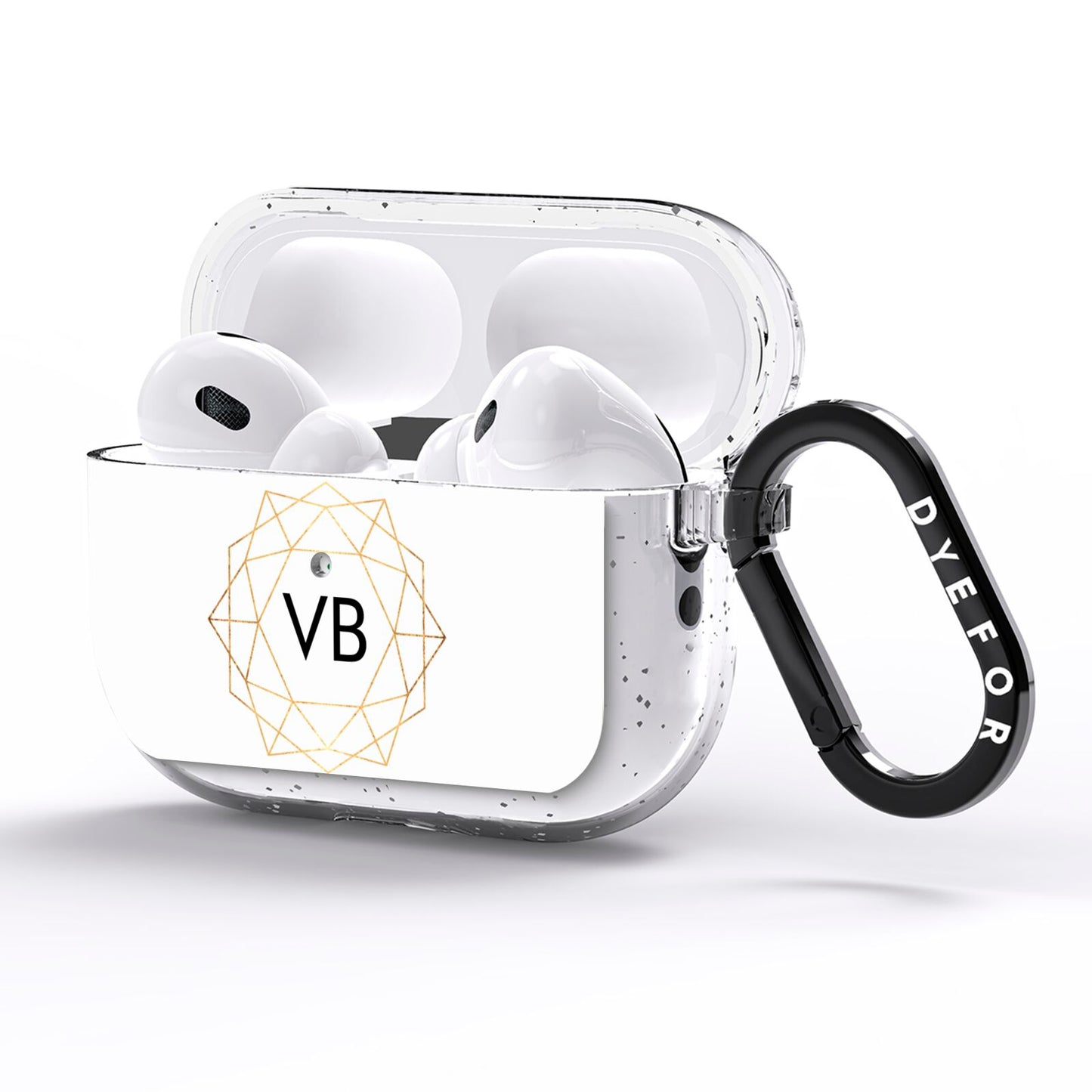 Personalised Initials White Gold Geometric AirPods Pro Glitter Case Side Image