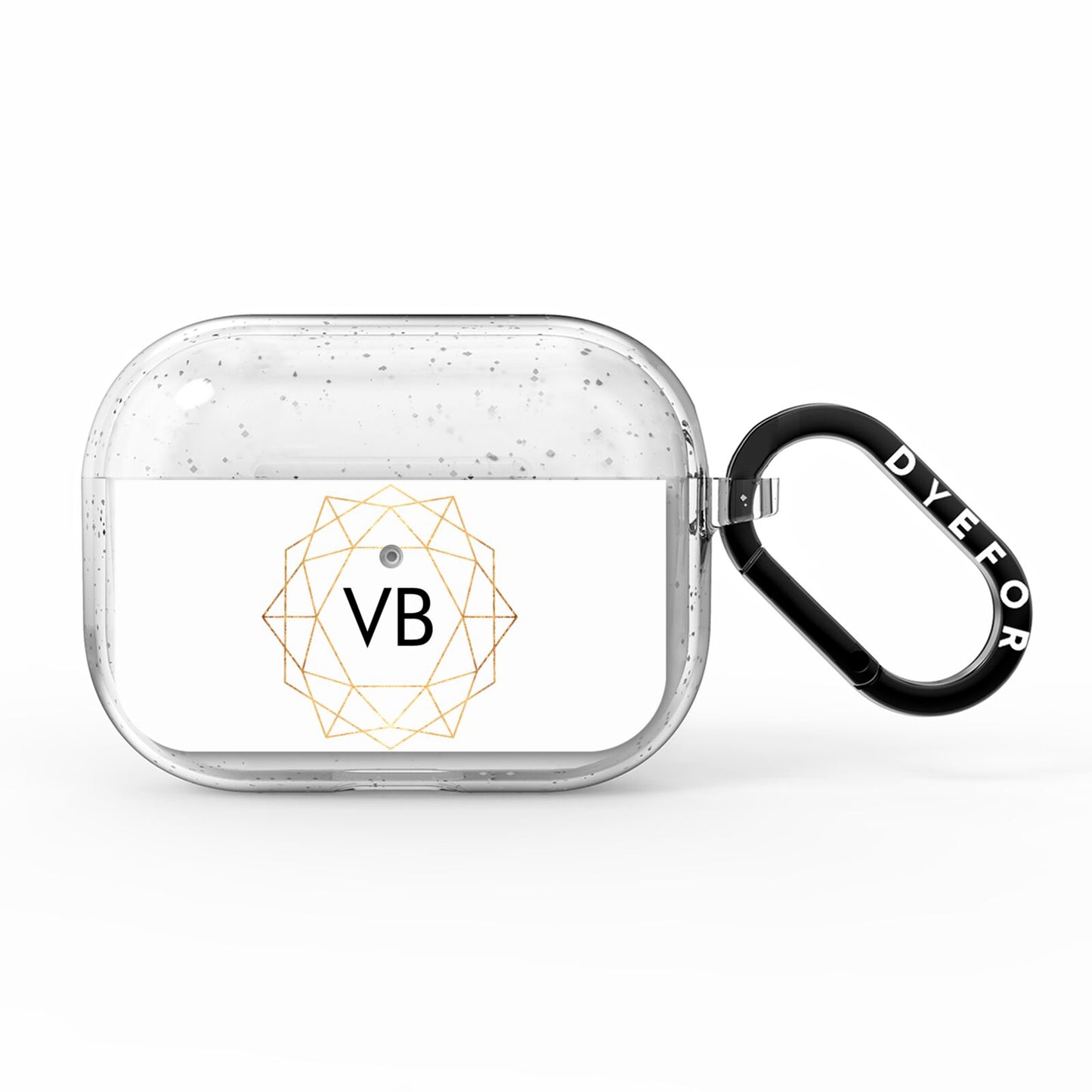 Personalised Initials White Gold Geometric AirPods Pro Glitter Case