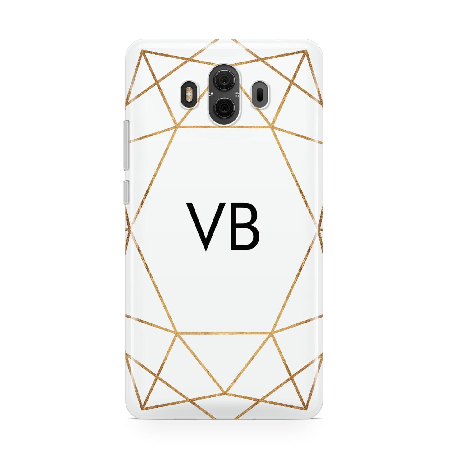 Personalised Initials White Gold Geometric Huawei Mate 10 Protective Phone Case