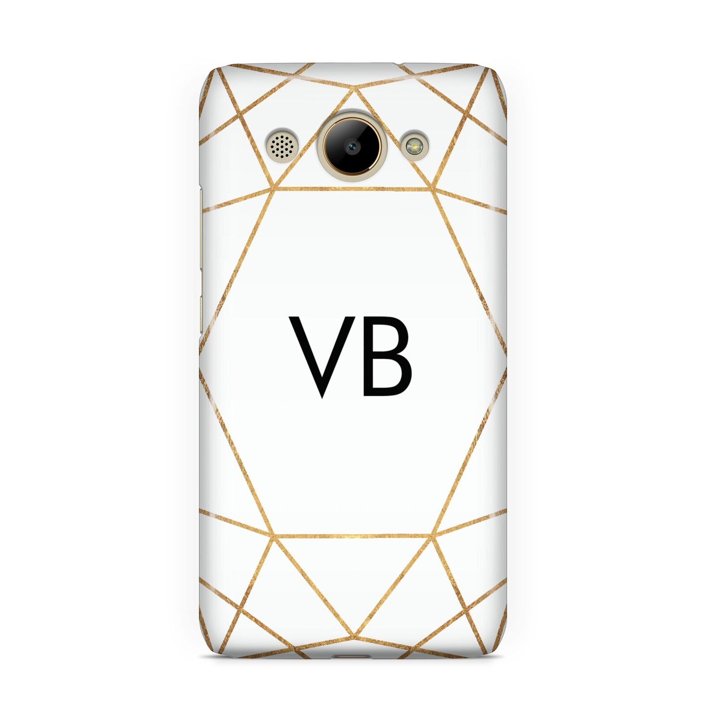 Personalised Initials White Gold Geometric Huawei Y3 2017