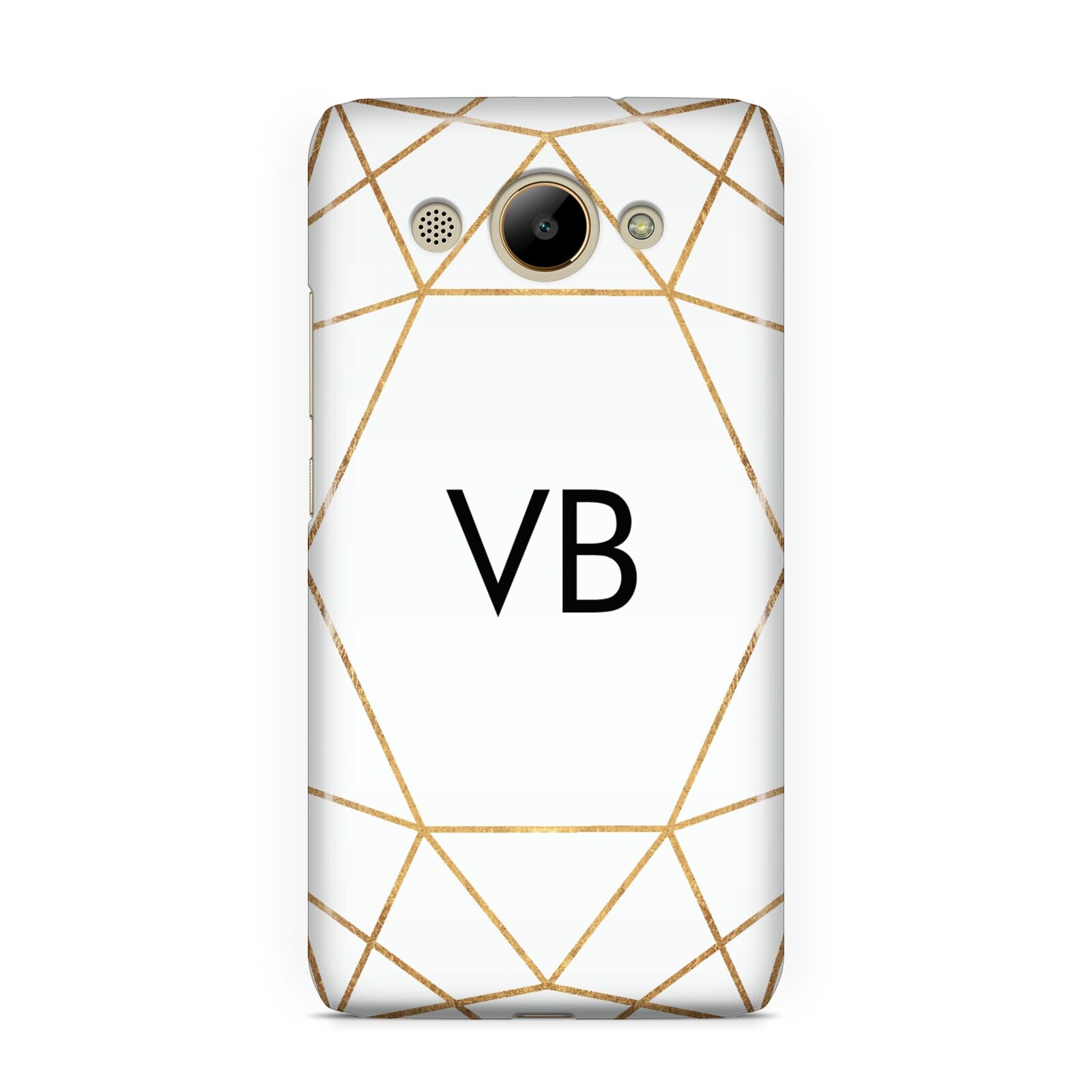 Personalised Initials White Gold Geometric Huawei Y3 2017