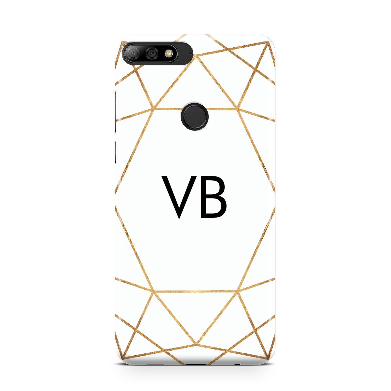 Personalised Initials White Gold Geometric Huawei Y7 2018