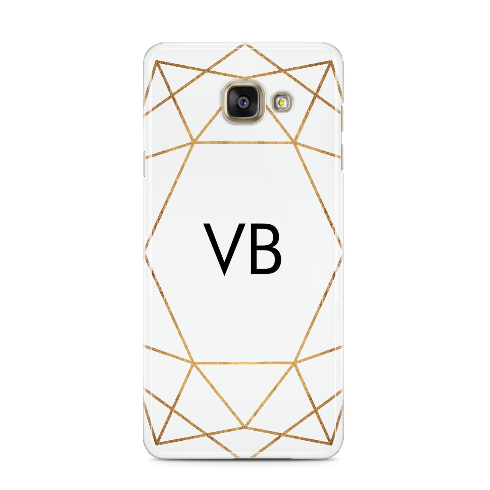 Personalised Initials White Gold Geometric Samsung Galaxy A3 2016 Case on gold phone