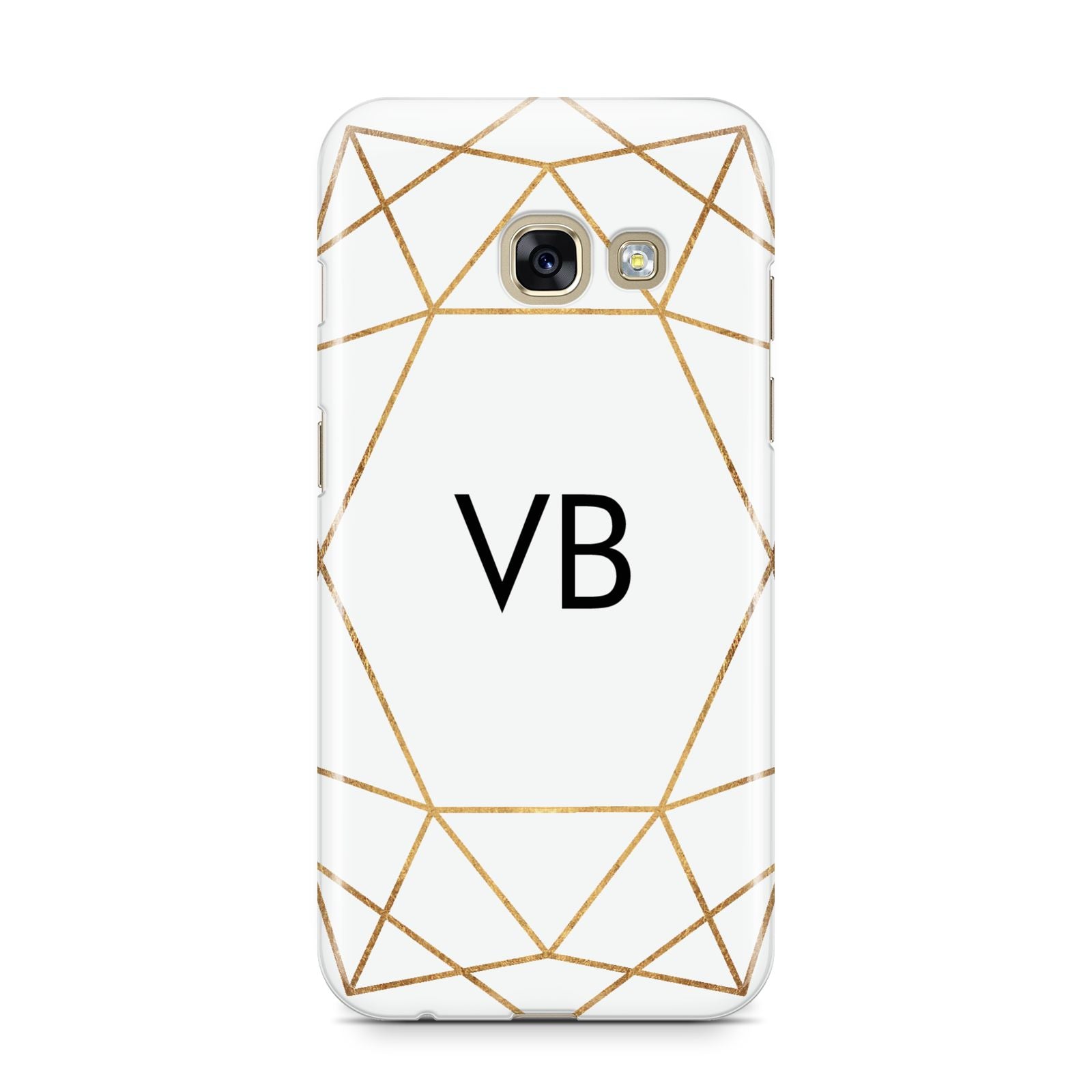 Personalised Initials White Gold Geometric Samsung Galaxy A3 2017 Case on gold phone