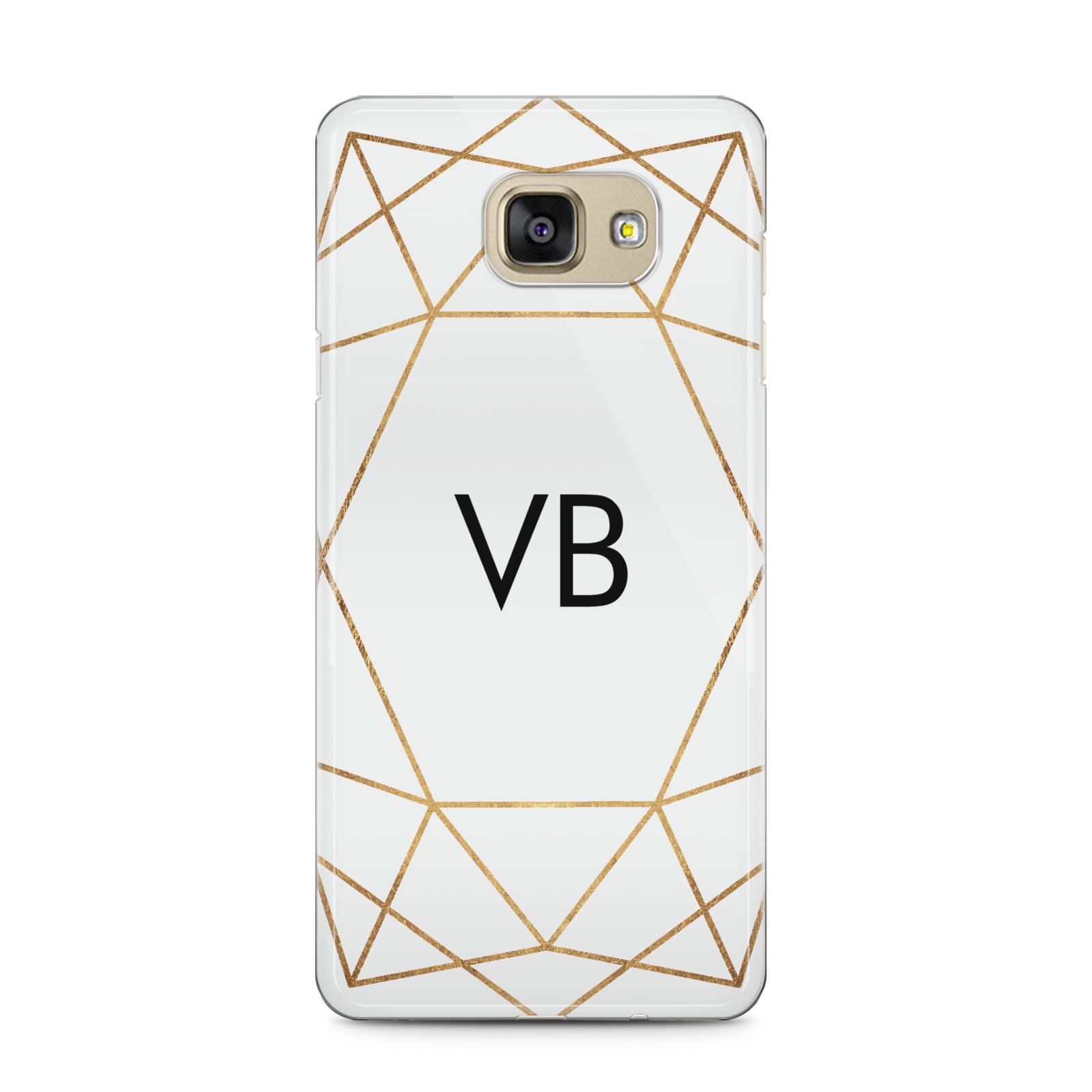 Personalised Initials White Gold Geometric Samsung Galaxy A5 2016 Case on gold phone