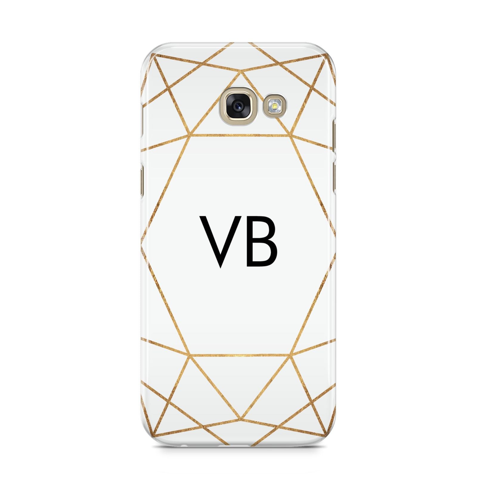 Personalised Initials White Gold Geometric Samsung Galaxy A5 2017 Case on gold phone