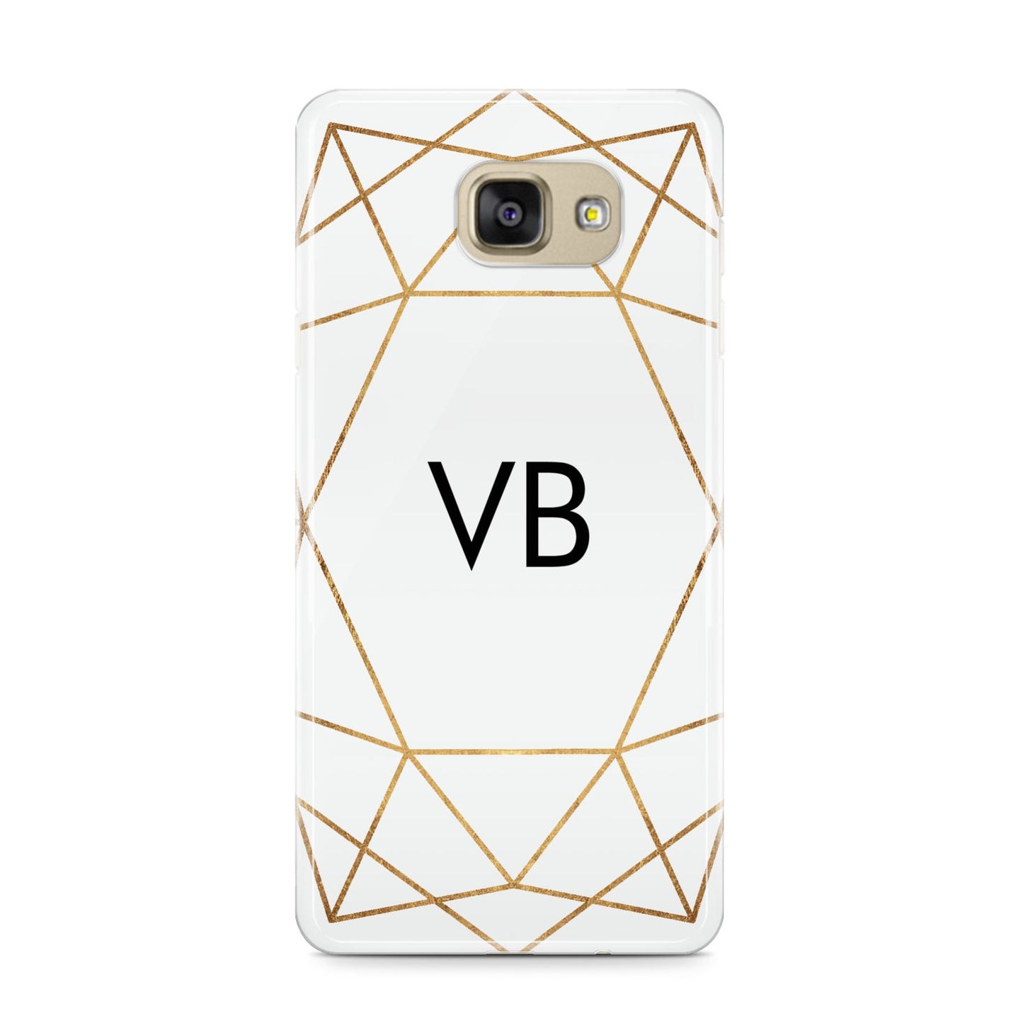 Personalised Initials White Gold Geometric Samsung Galaxy A9 2016 Case on gold phone