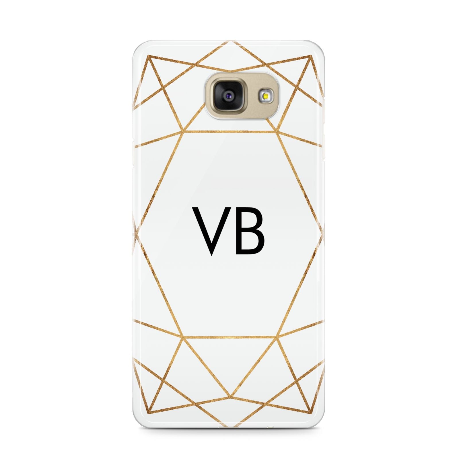 Personalised Initials White Gold Geometric Samsung Galaxy A9 2016 Case on gold phone