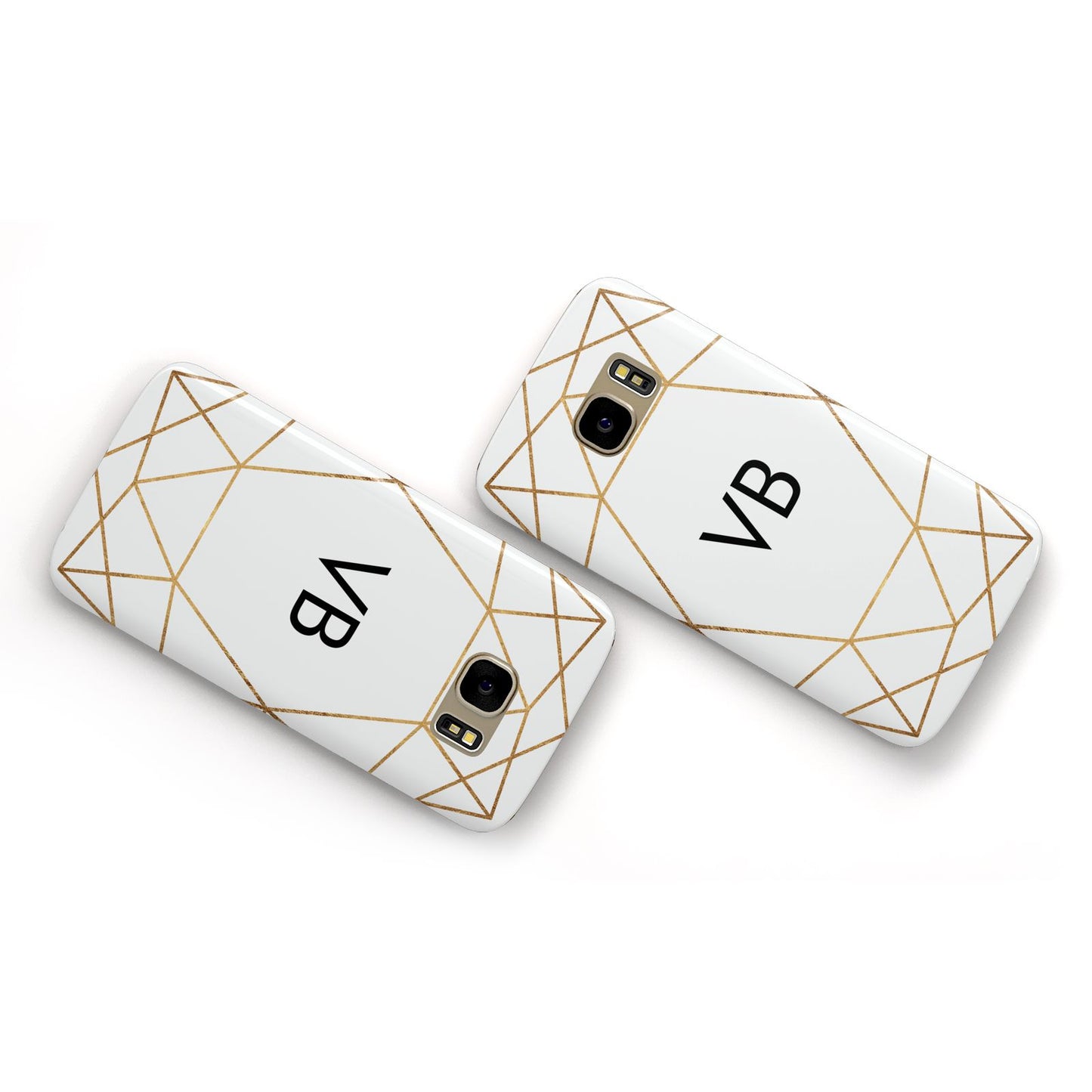 Personalised Initials White Gold Geometric Samsung Galaxy Case Flat Overview