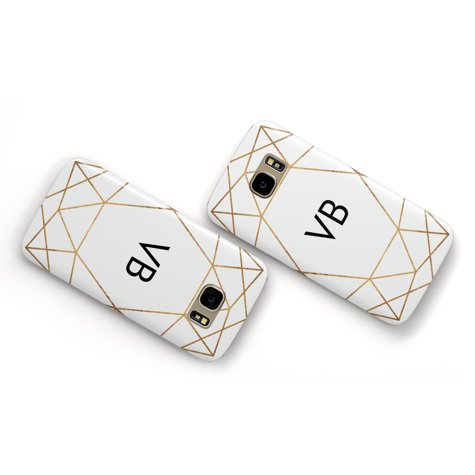 Personalised Initials White Gold Geometric Samsung Galaxy Case Flat Overview