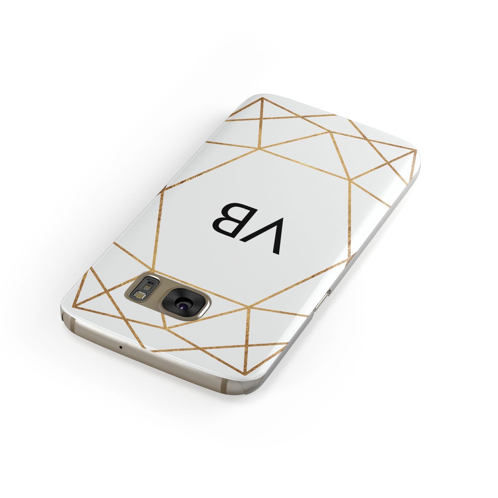 Personalised Initials White Gold Geometric Samsung Galaxy Case Front Close Up