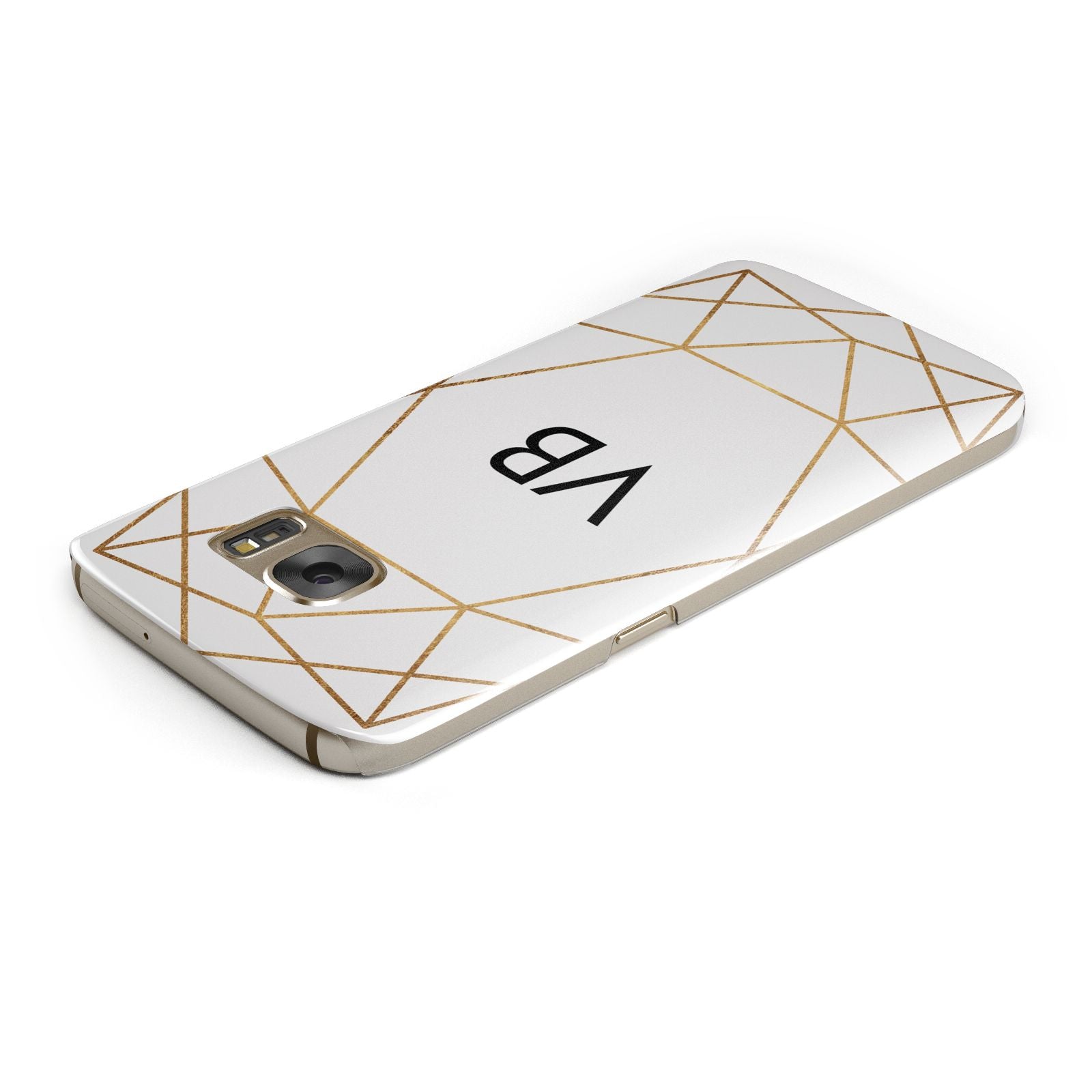Personalised Initials White Gold Geometric Samsung Galaxy Case Top Cutout