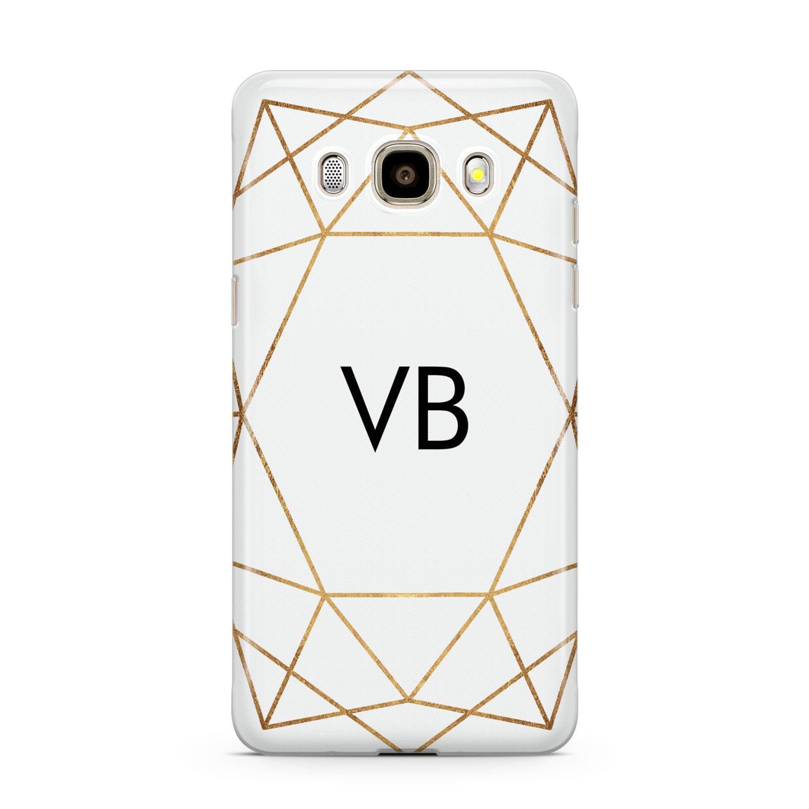 Personalised Initials White Gold Geometric Samsung Galaxy J7 2016 Case on gold phone