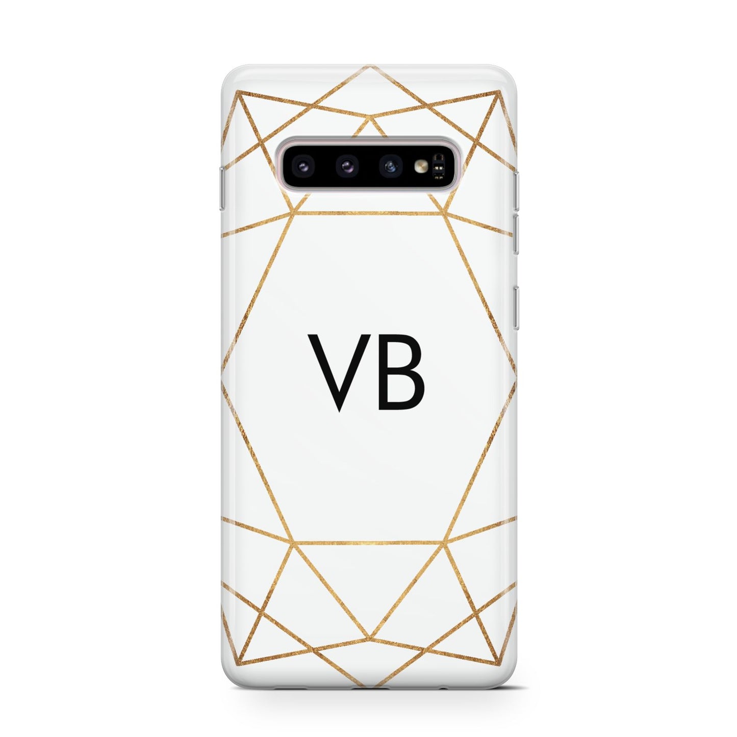 Personalised Initials White Gold Geometric Samsung Galaxy S10 Case