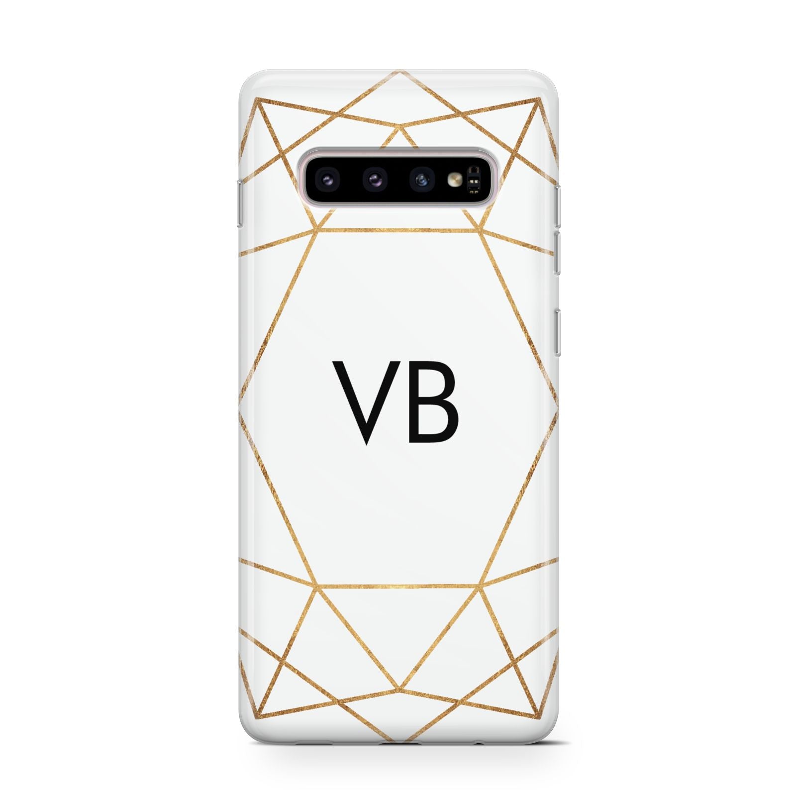 Personalised Initials White Gold Geometric Samsung Galaxy S10 Case