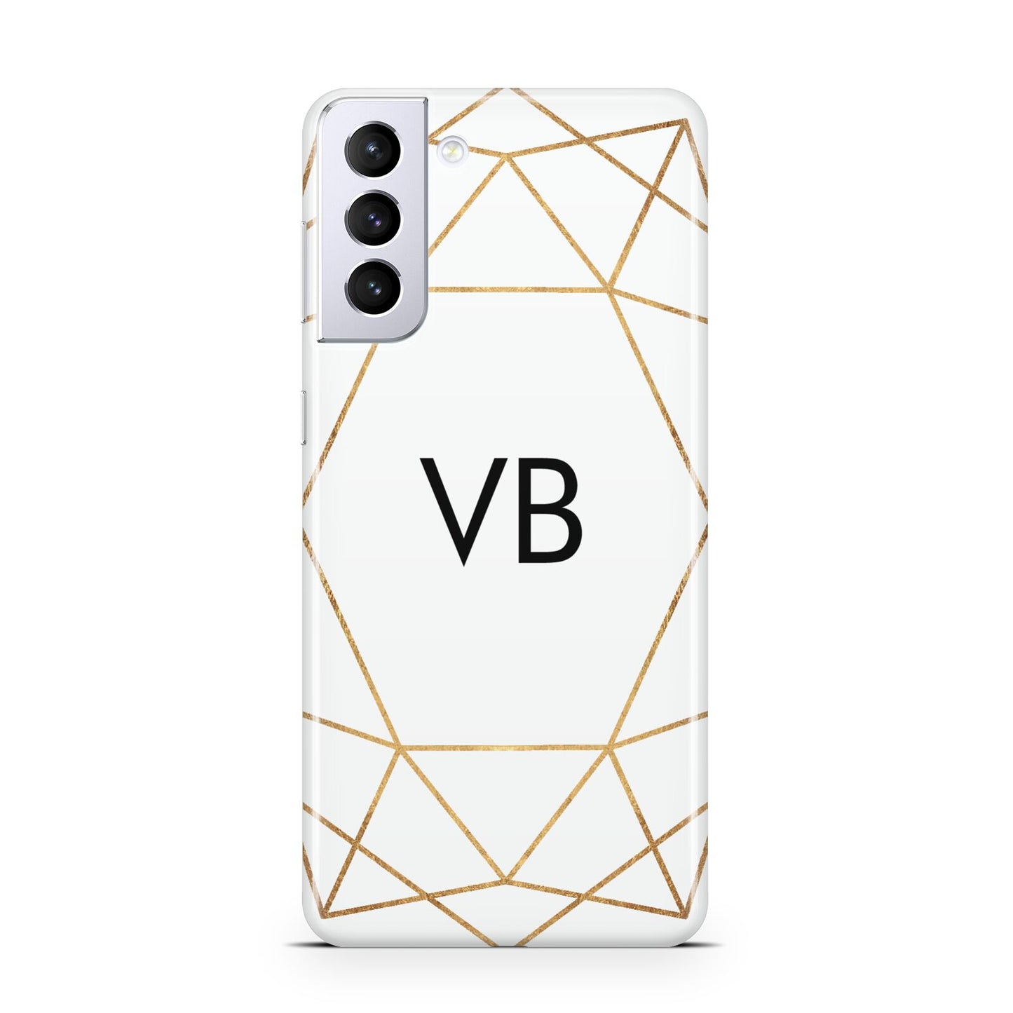 Personalised Initials White Gold Geometric Samsung S21 Plus Phone Case