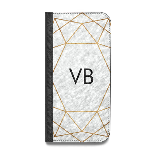 Personalised Initials White Gold Geometric Vegan Leather Flip Samsung Case