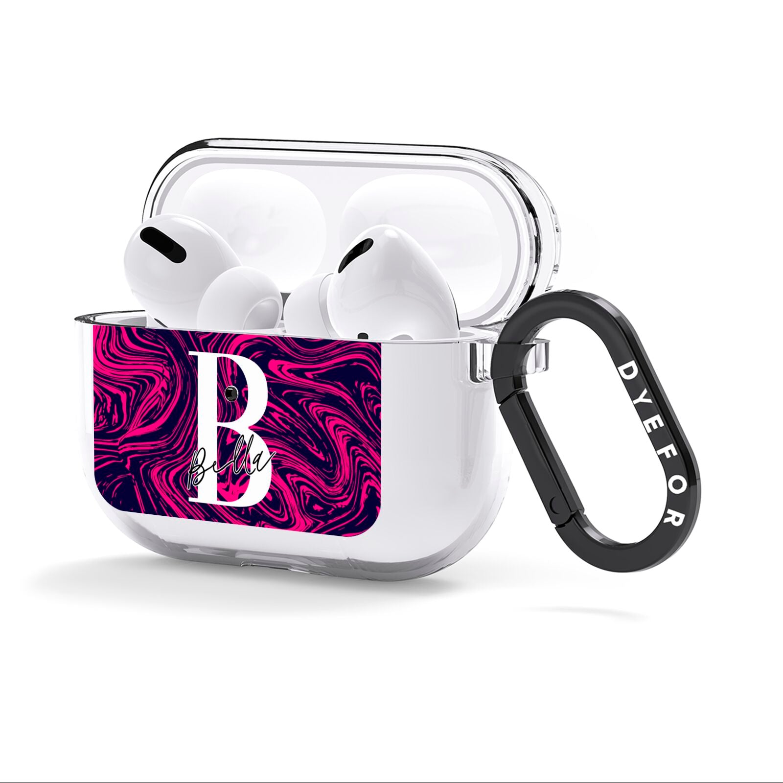 Personalised Ink Marble AirPods Clear Case 3rd Gen Side Image