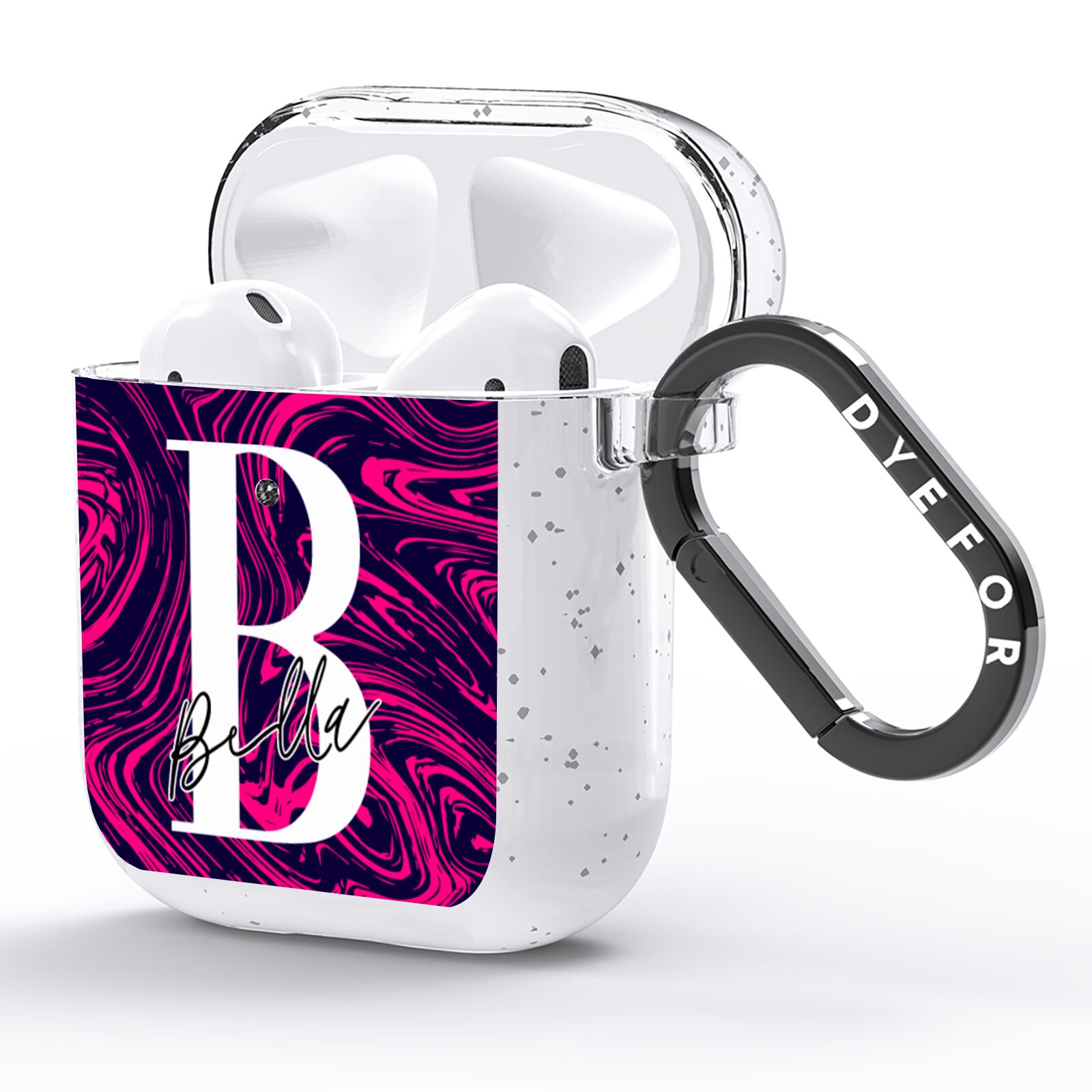 Personalised Ink Marble AirPods Glitter Case Side Image