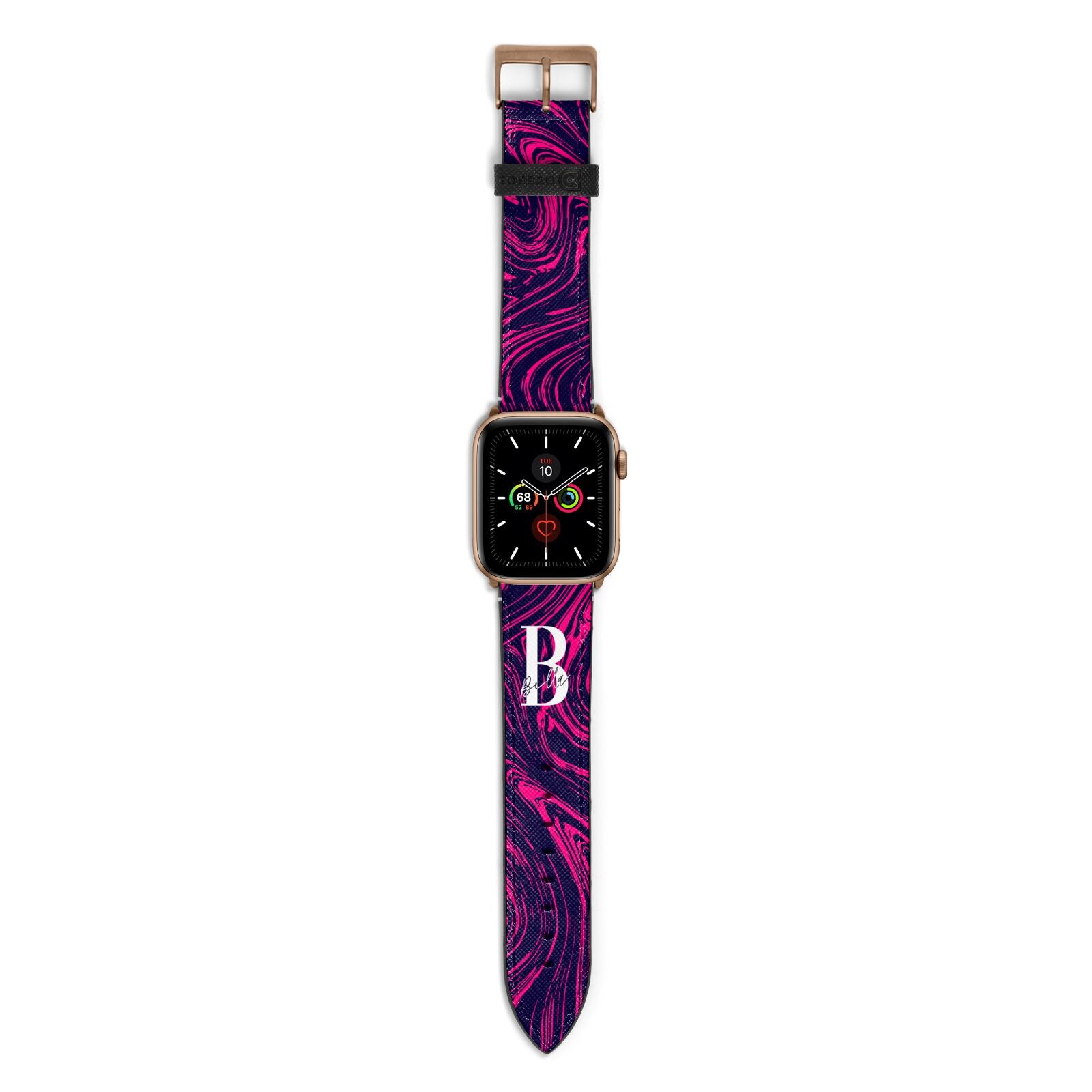 Personalised Ink Marble Apple Watch Strap with Gold Hardware