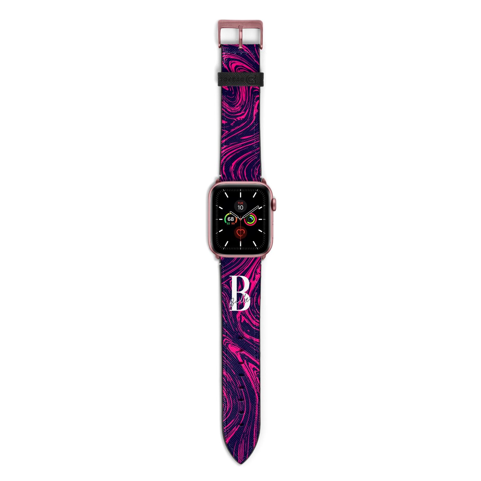 Personalised Ink Marble Apple Watch Strap with Rose Gold Hardware